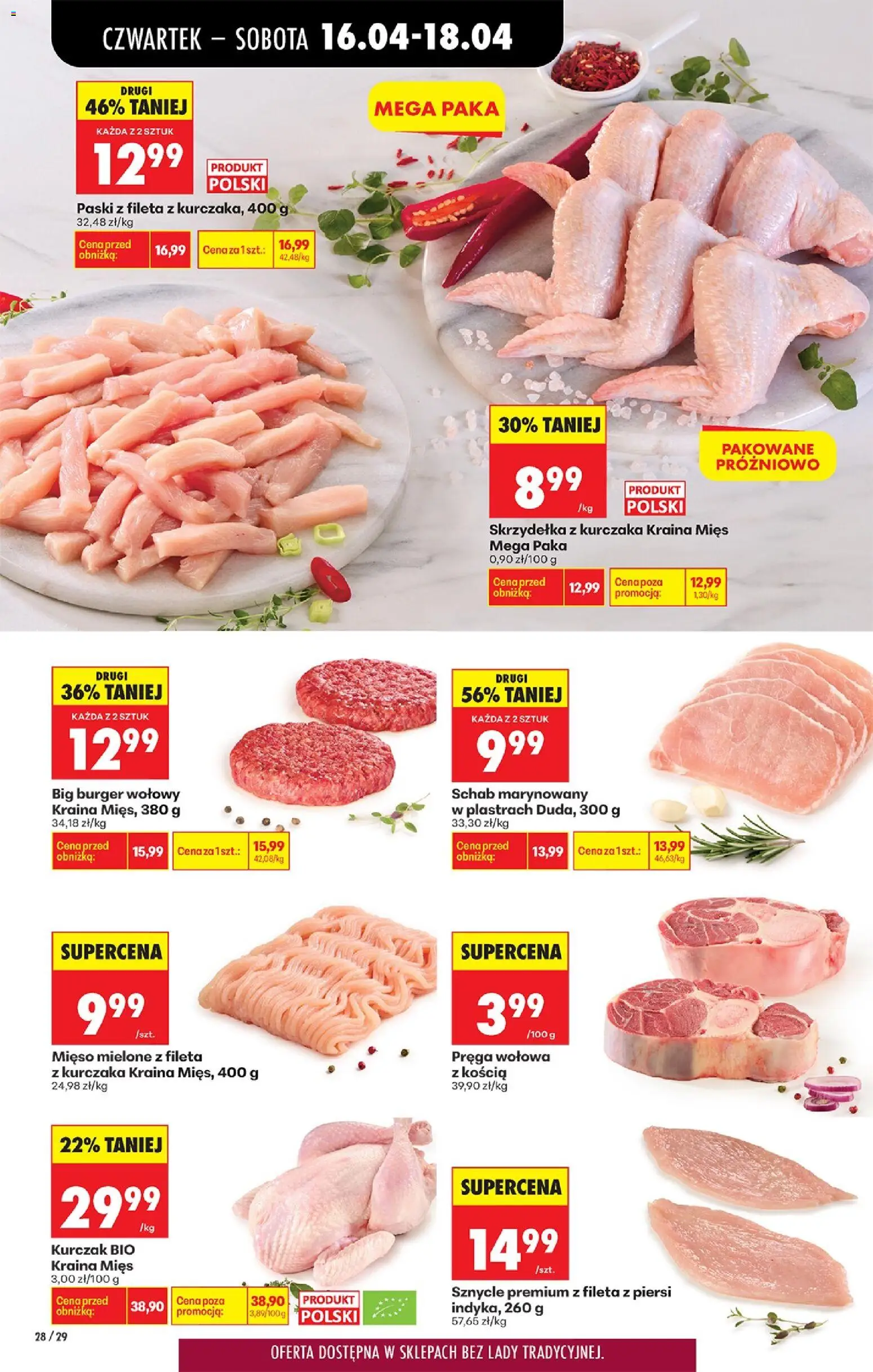 Biedronka gazetka od czwartku od 16.04.2026 | Strona: 38 | Produkty: Burger wołowy, Kurczak, Piersi, Kraina mięs