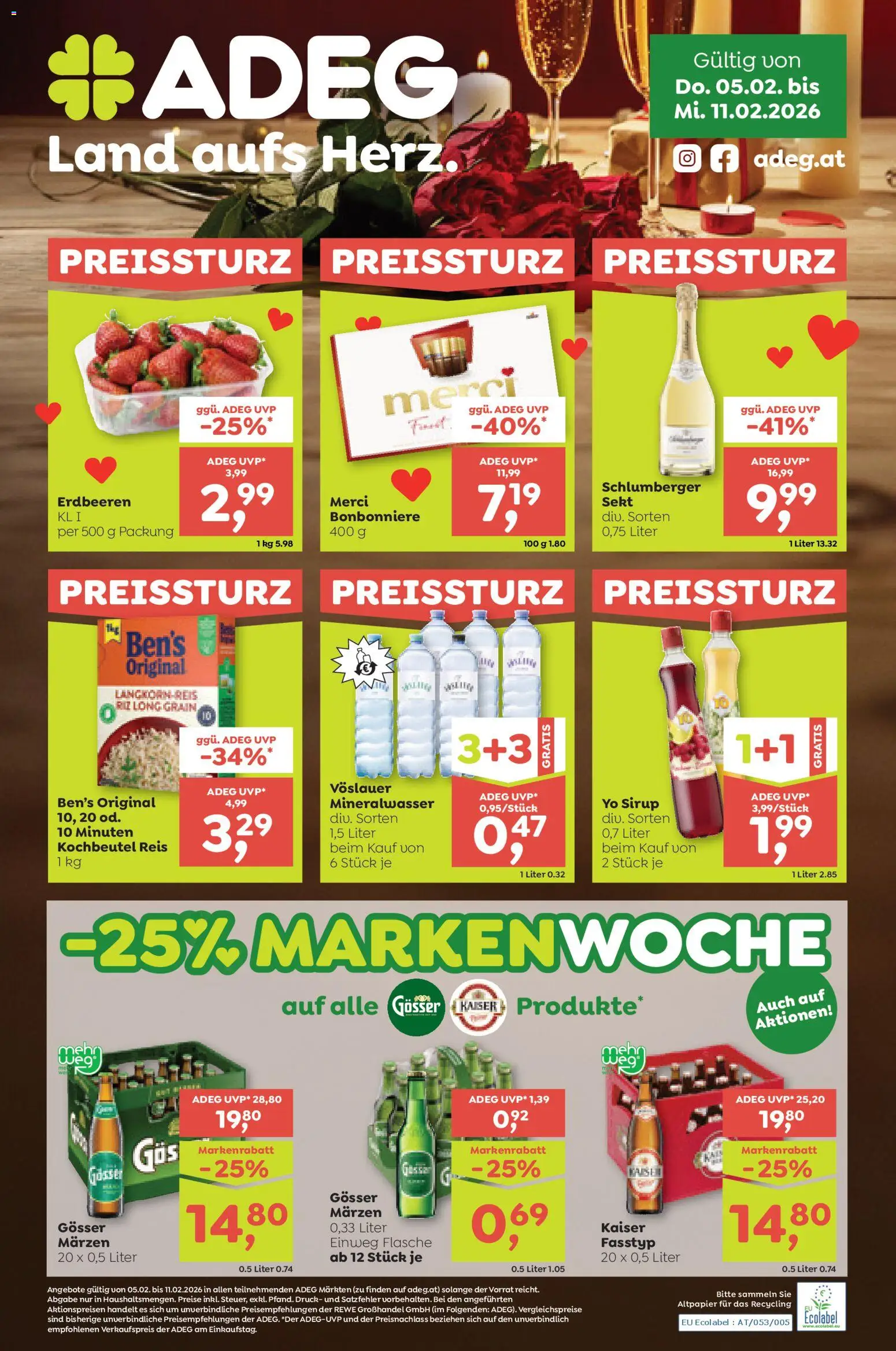 ADEG Bergheim gültig ab 05.02.2026 | Seite: 1 | Produkte: Erdbeeren, Reis