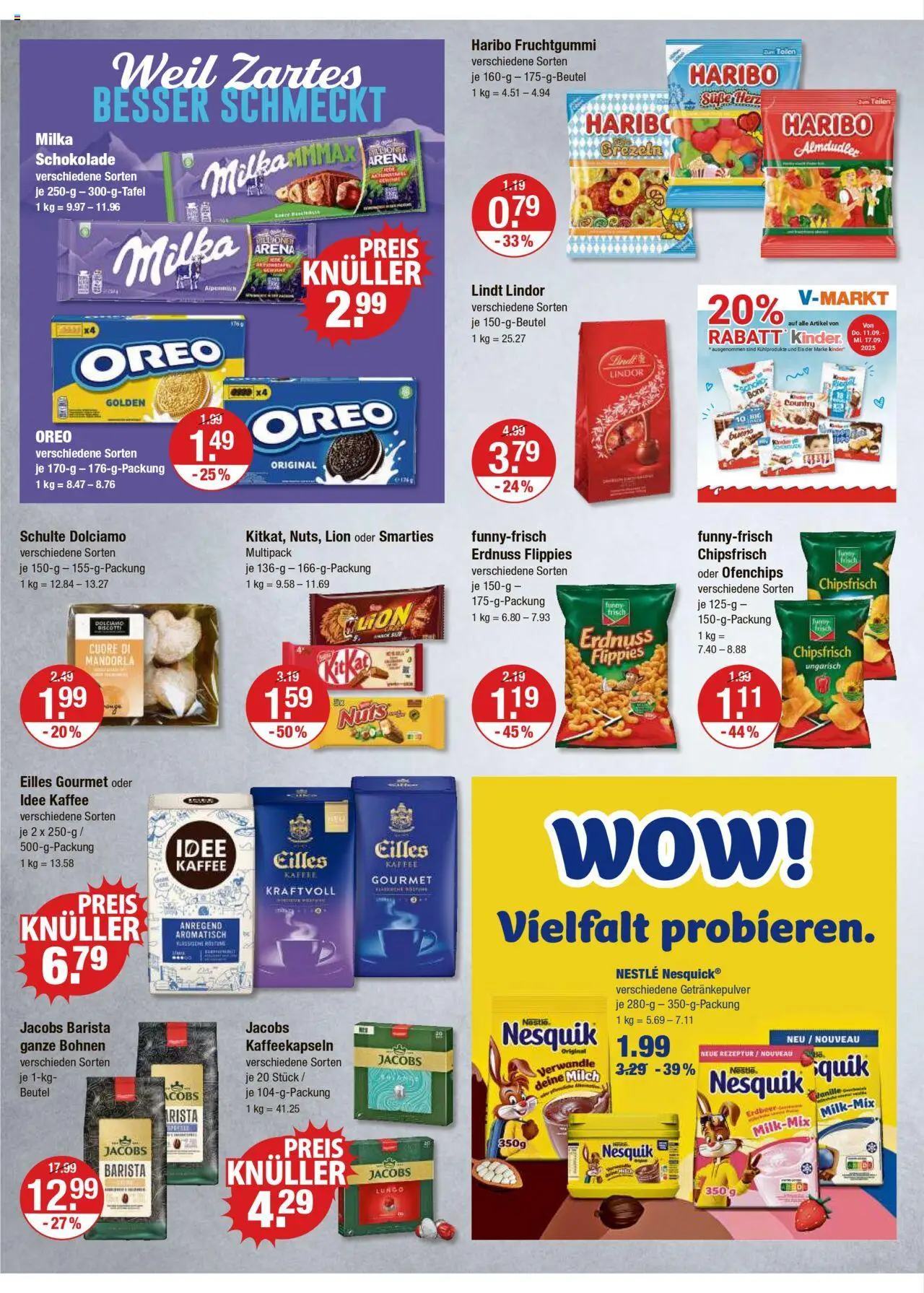 V-Markt - Hallertau/Oberpfalz – gültig ab 11.09.2025 | Seite: 8 | Produkte: Nesquik, Haribo, Smarties, Milka