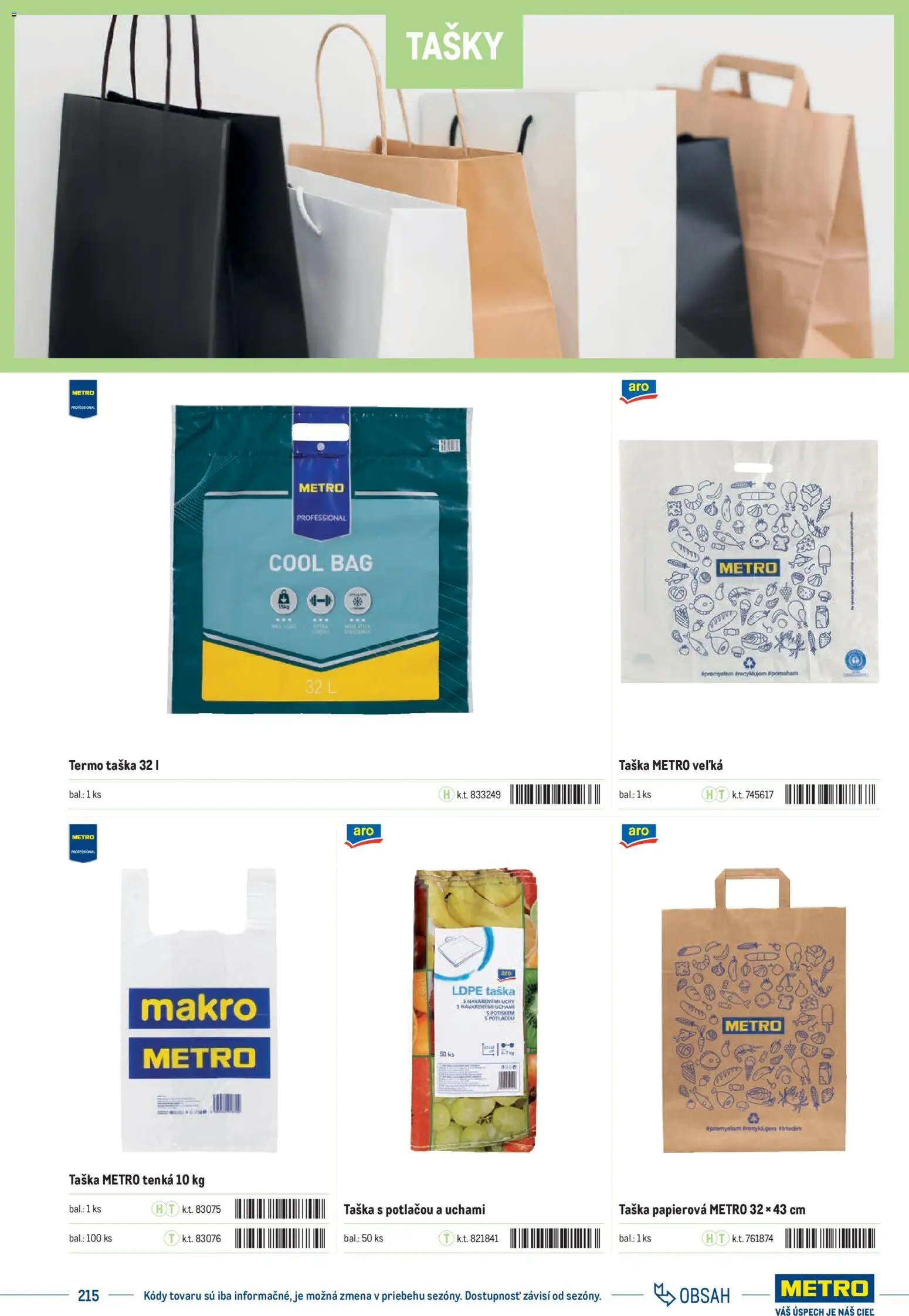 Nové Metro akcie – leták je platný od 01.01.2025 | Strana: 215 | Produkty: Taška