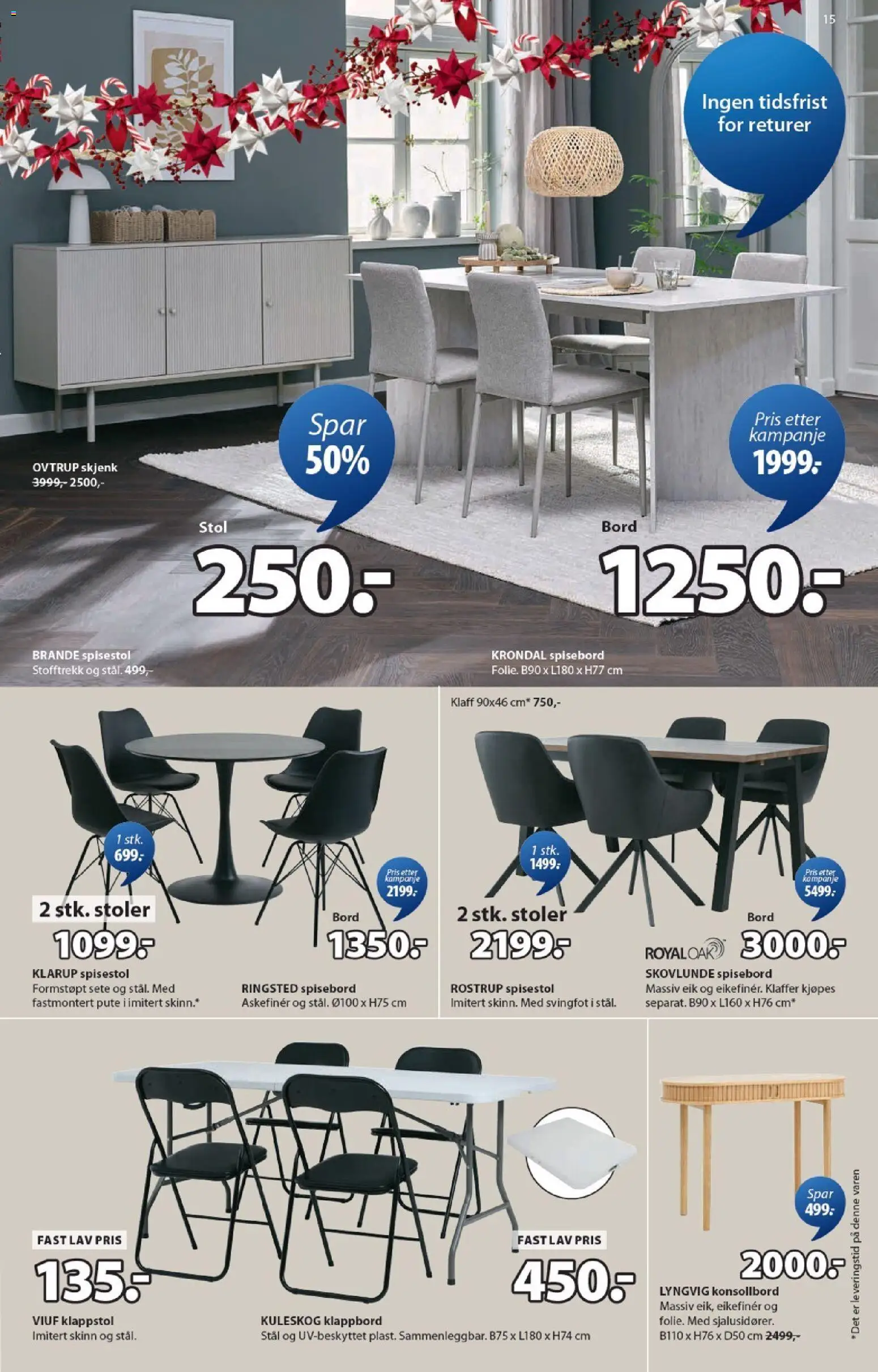 {H1} | Side: 15 | Produkter: Spisebord, Spisestol, Суміш дитяча, Stol