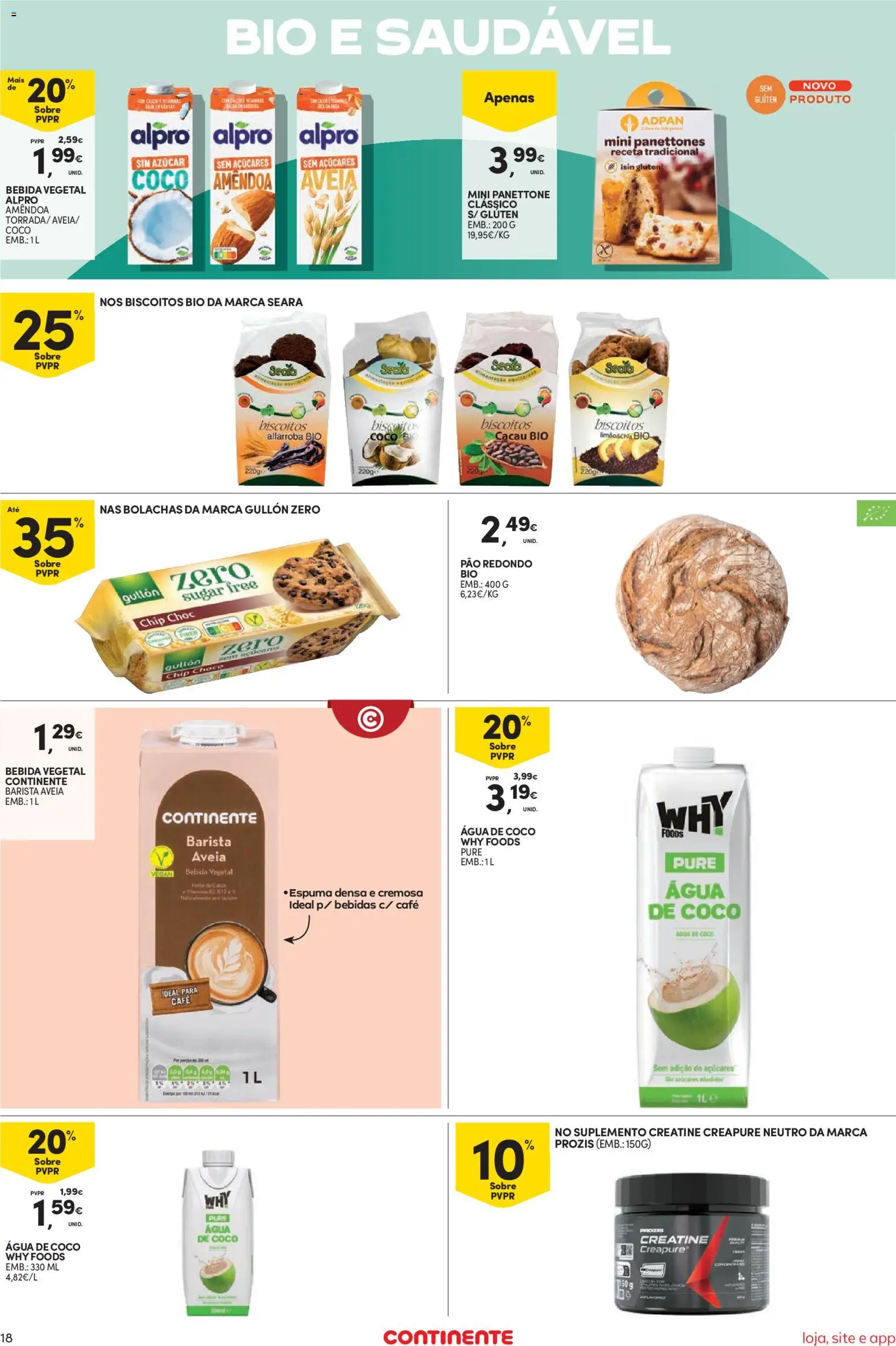 Continente Semanal Continente Bom Dia │ válido de 06.01.2026 | Página: 18 | Produtos: Agua, Pão, Café, Biscoitos