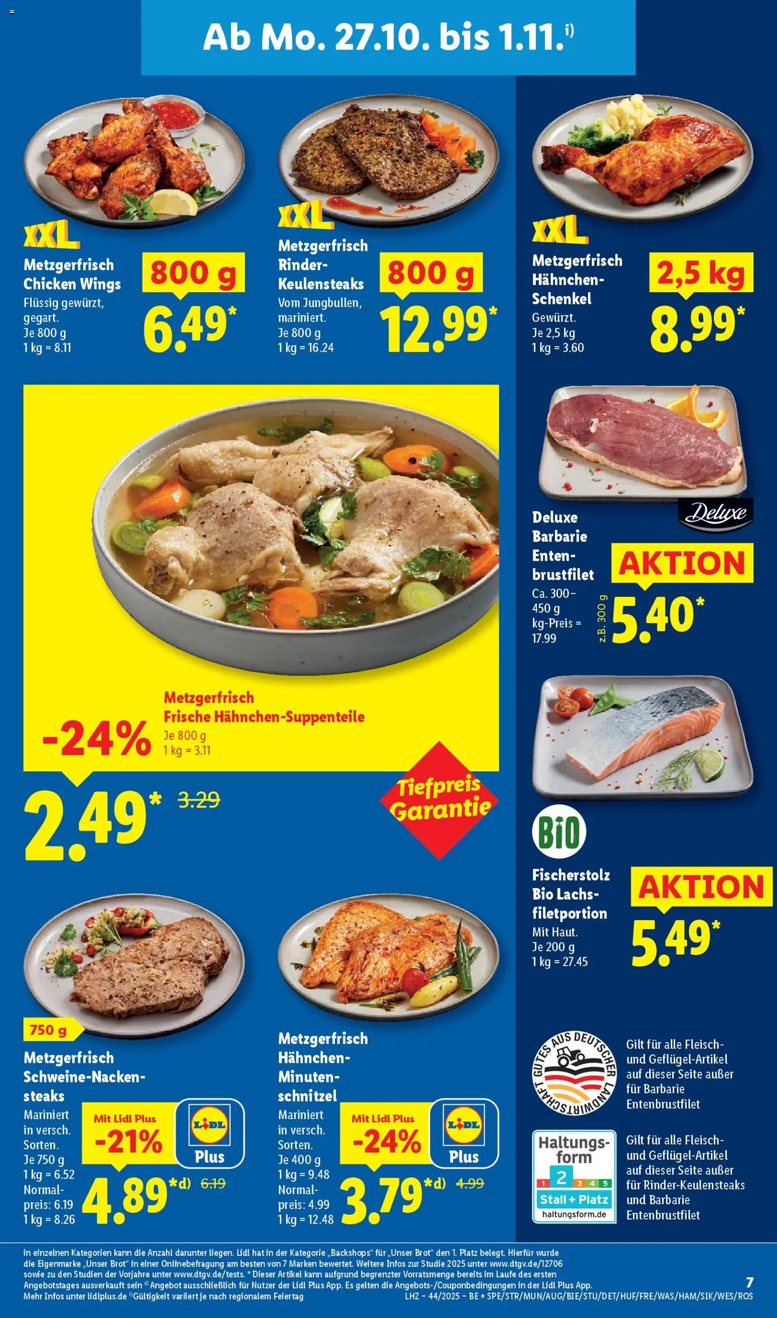 Lidl Prospekt München – gültig ab 27.10.2025 | Seite: 19 | Produkte: Hahnchen, Lachs, Brot, Fleisch