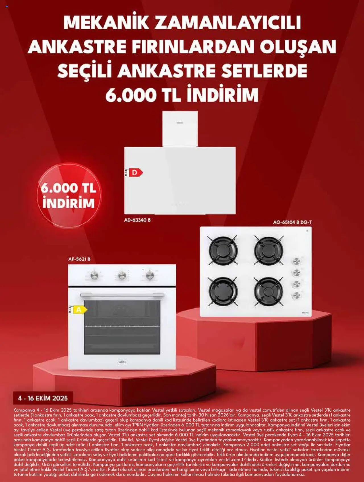 Vestel Ankastre Ürünler - 04.10.2025 tarihinden itibaren geçerlidir | Sayfa: 3 | Ürünler: Davlumbaz, Ocak