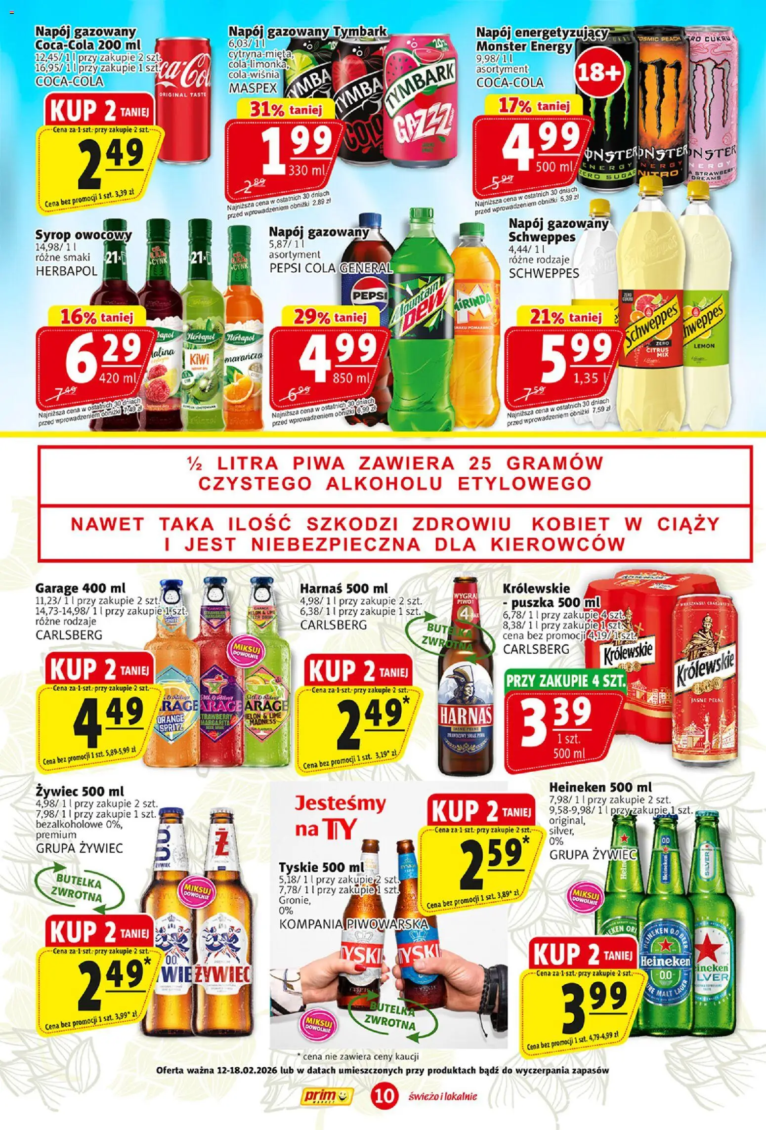 Prim Market Gazetka od 12.02.2026 | Strona: 10 | Produkty: Syrop, Pepsi, Kiwi, Heineken