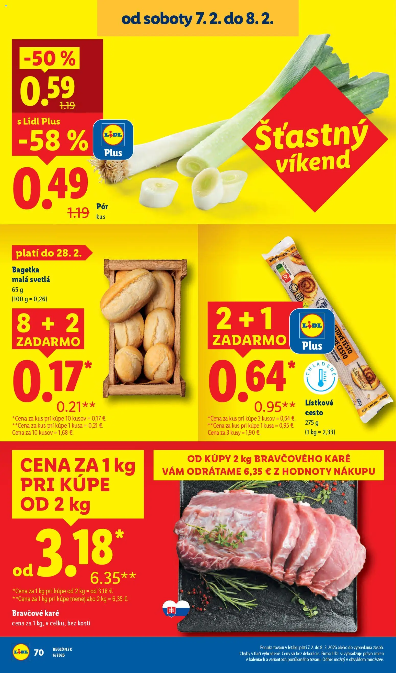 Nové Lidl akcie – leták je platný od 02.02.2026 | Strana: 84 | Produkty: Lístkové cesto, Bravčové karé, Svetlá