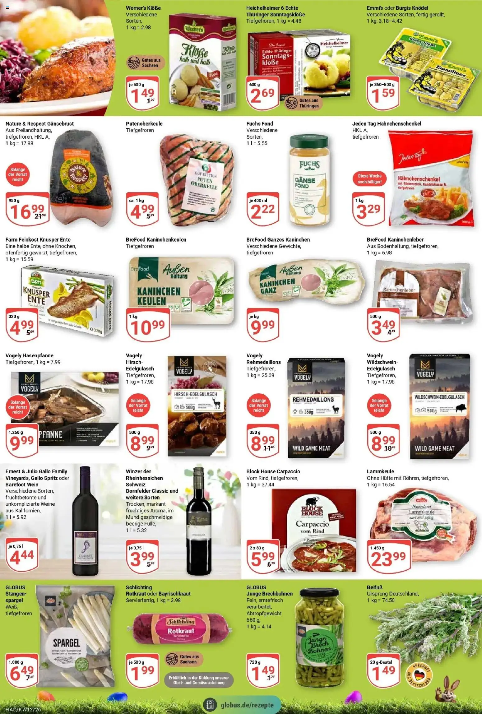 Globus prospekt Halle (saale)	 – gültig ab 15.03.2026 | Seite: 12 | Produkte: Lammkeule, Hahnchenschenkel, Wein, Ente