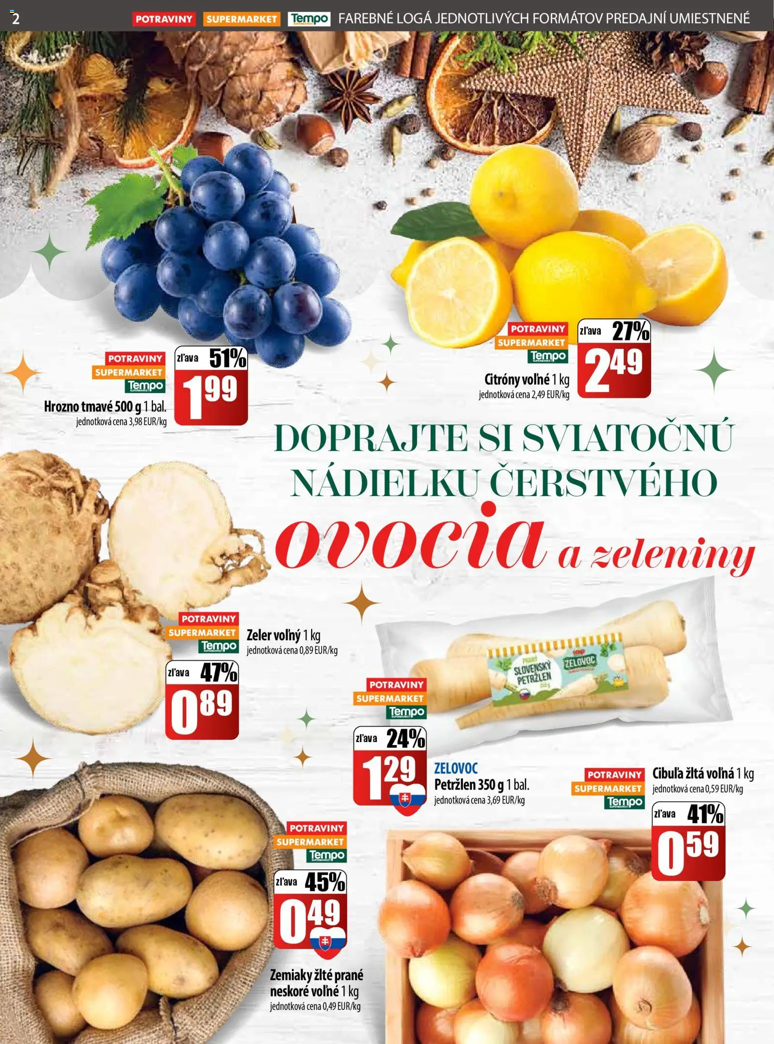 Nové COOP Jednota akcie – leták je platný od 11.12.2025 | Strana: 2 | Produkty: Citróny, Cibuľa, Petržlen, Zeler