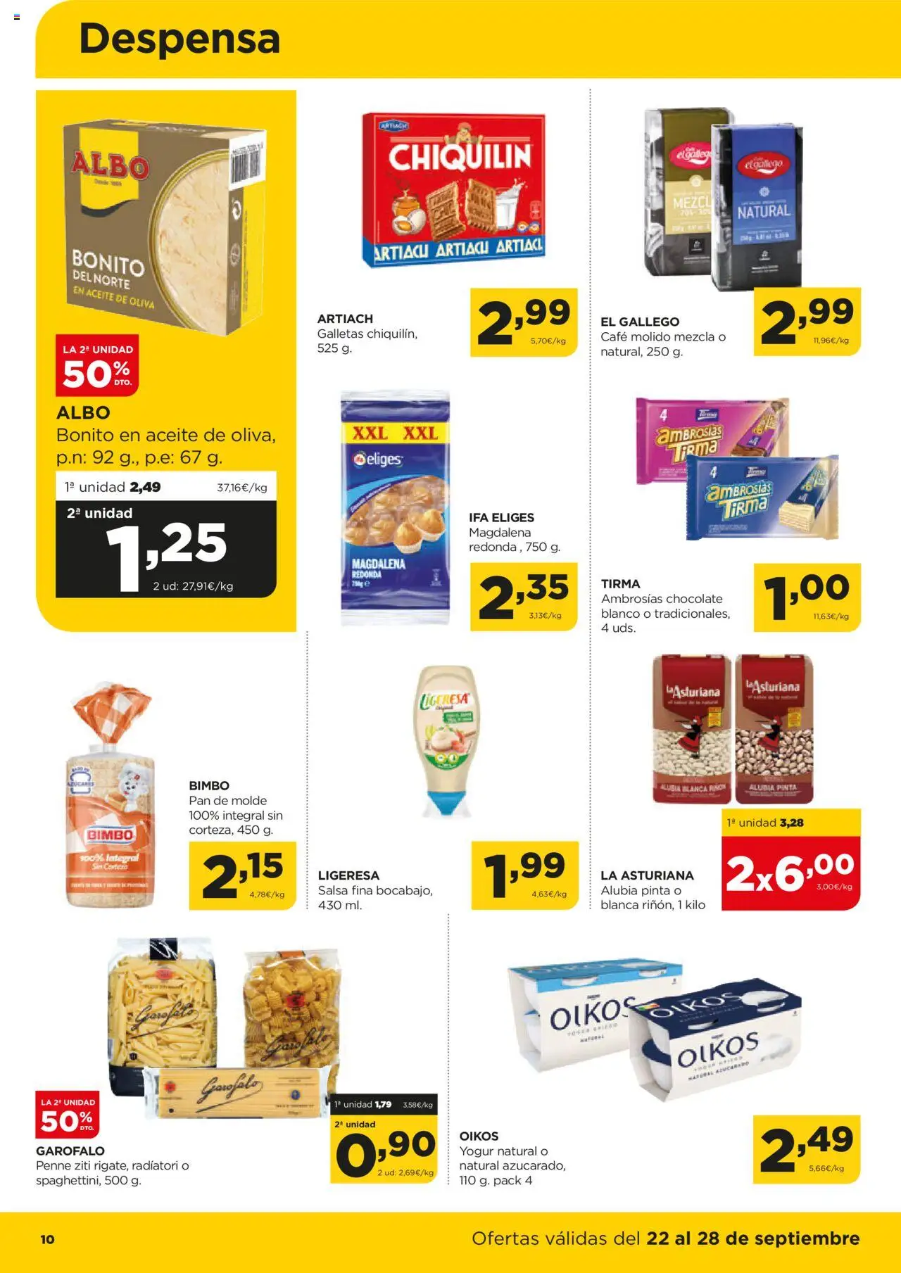 Alimerka folleto Asturias │ válido desde el 22.09.2025 | Página: 10 | Productos: Café molido, Galletas, Aceite de oliva, Pan de molde
