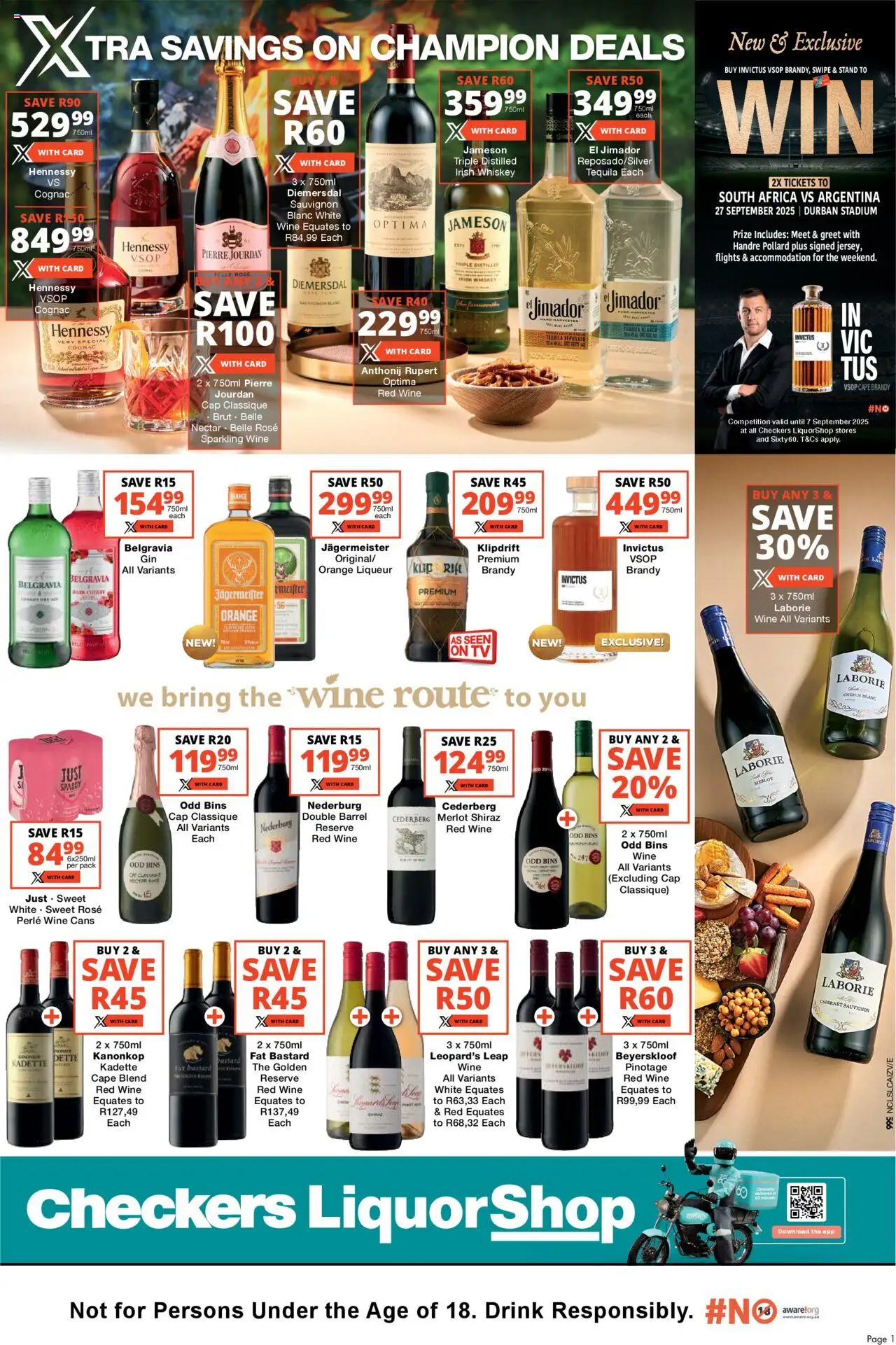 Checkers Northern Cape -  LiquorShop August Month-End Promotion │ valid from 22.08.2025 | Page: 1 | Products: Router, Brandy, Wine, Whiskey