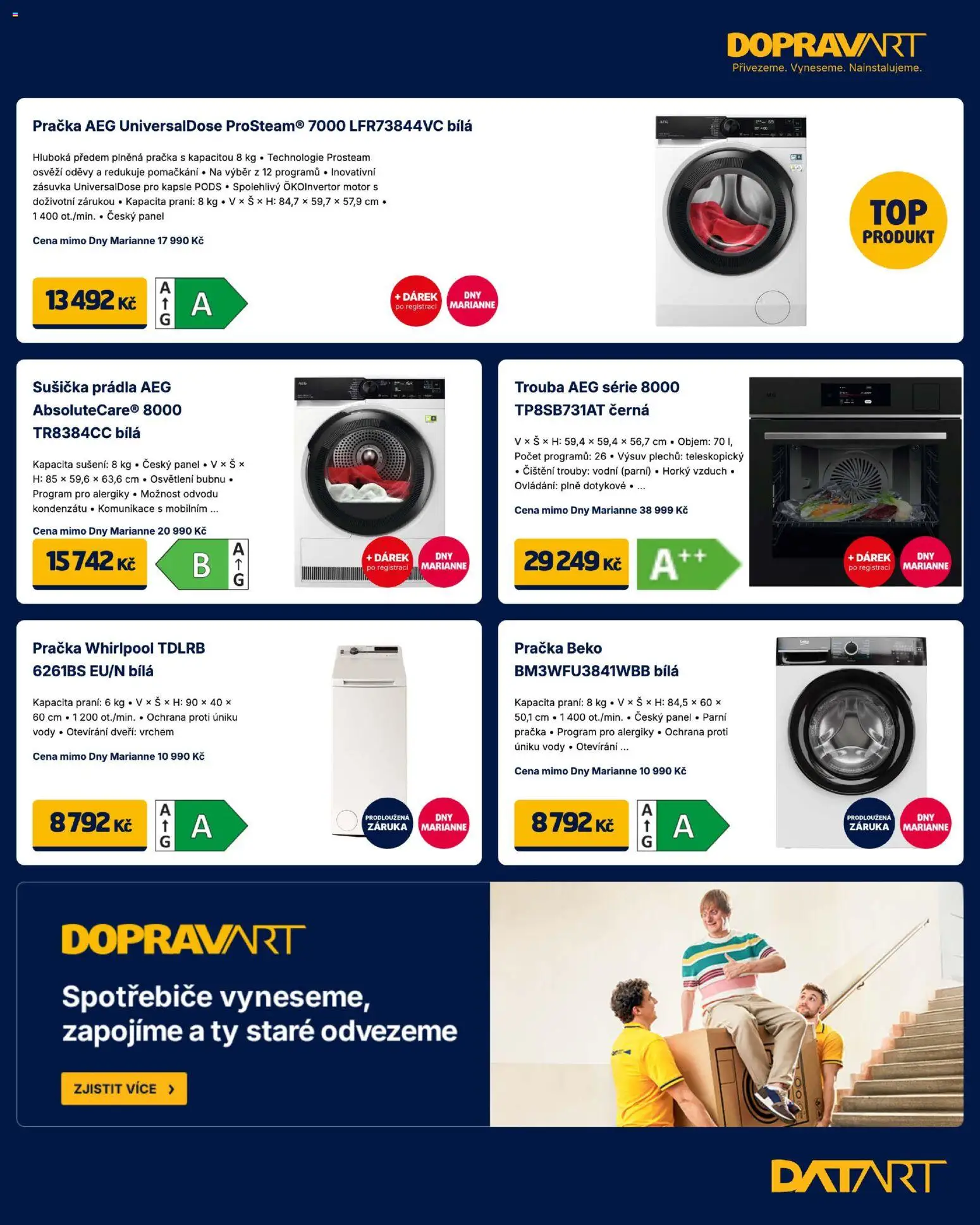 Datart leták od 17.04.2026 | Strana: 17 | Produkty: Pračka, Sušička, Trouba, Zásuvka