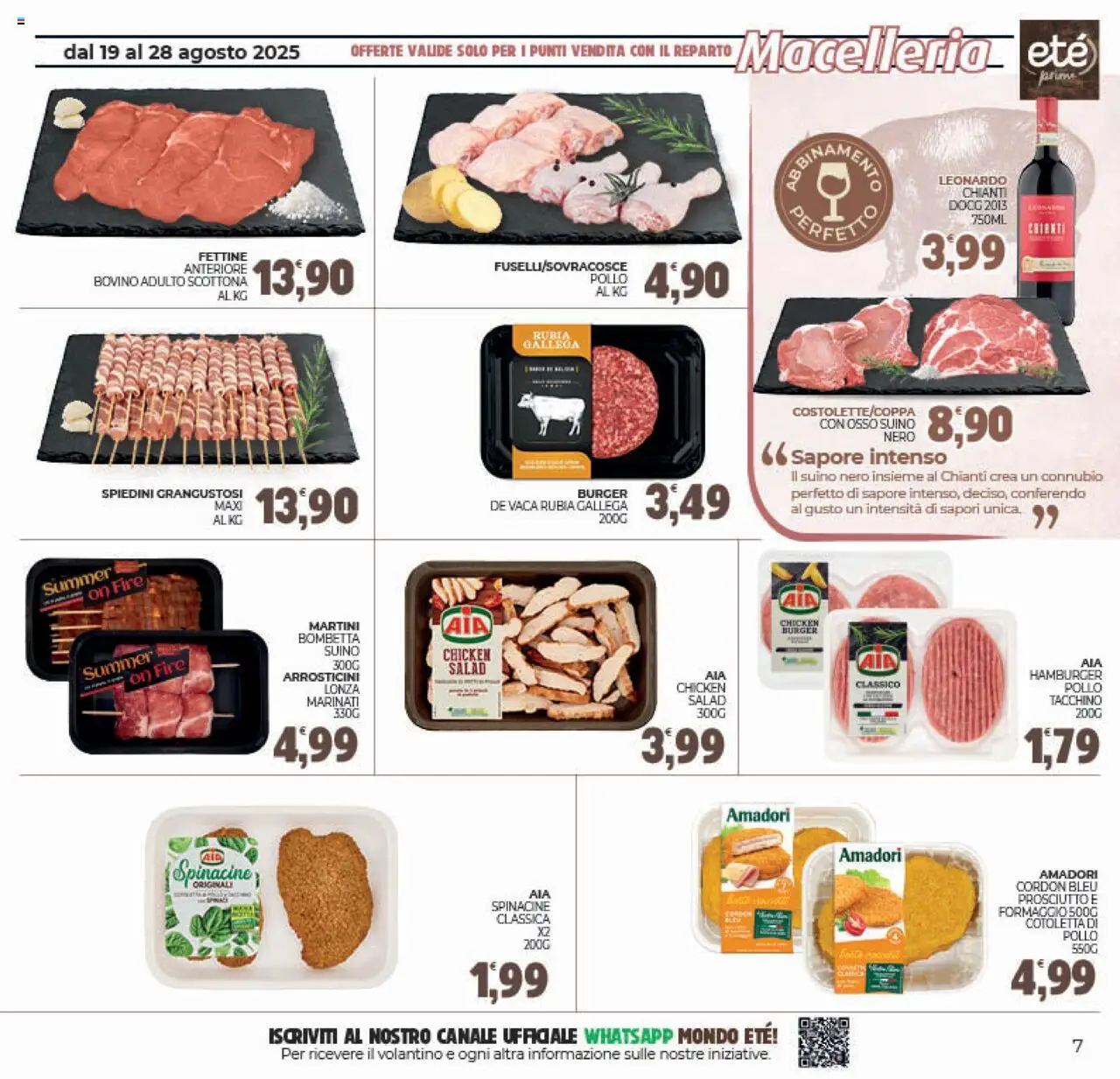 Volantino Eté del 19.08.2025 | Pagina: 7 | Prodotti: Tacchino, Prosciutto, Hamburger, Spiedini