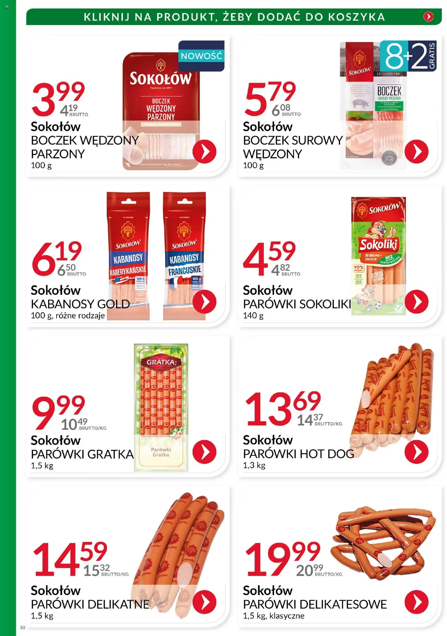 Eurocash Gazetka - Katalog Wędlin od 01.12.2025 | Strona: 30 | Produkty: Parówki, Boczek wędzony, Boczek, Boczek surowy