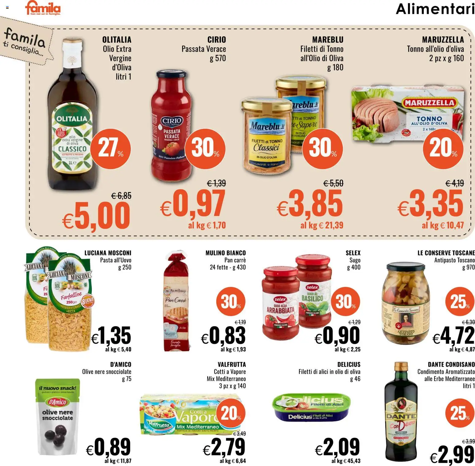 Volantino Famila del 19.02.2026 | Pagina: 14 | Prodotti: Verdure, Olio, Tonno, Alici