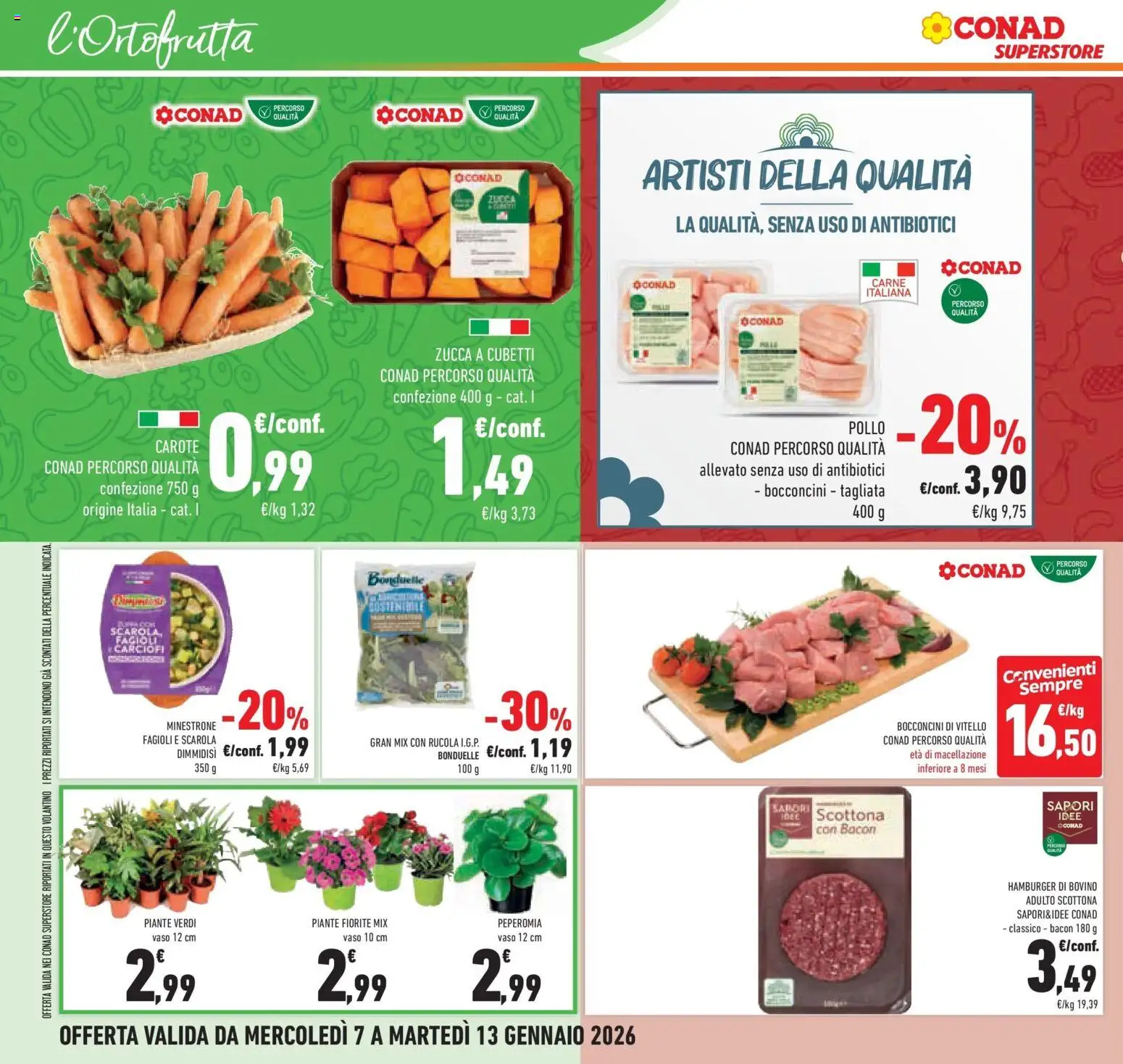 Volantino Conad del 07.01.2026 | Pagina: 8 | Prodotti: Minestrone, Rucola, Fagioli, Vitello
