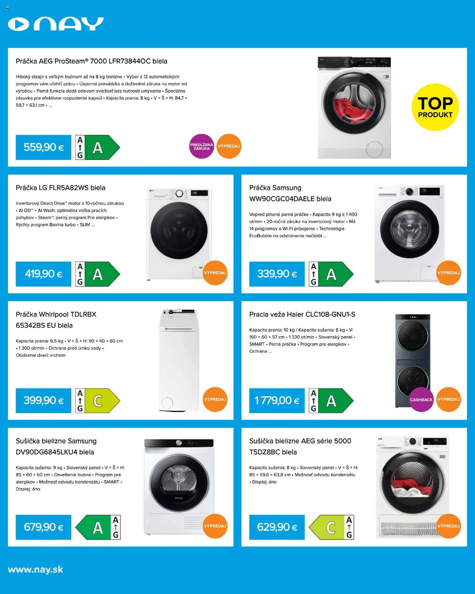 Nové NAY Elektrodom akcie – leták je platný od 12.01.2026 | Strana: 14 | Produkty: Osvetlenie, Sušička, Práčka samsung, Práčka
