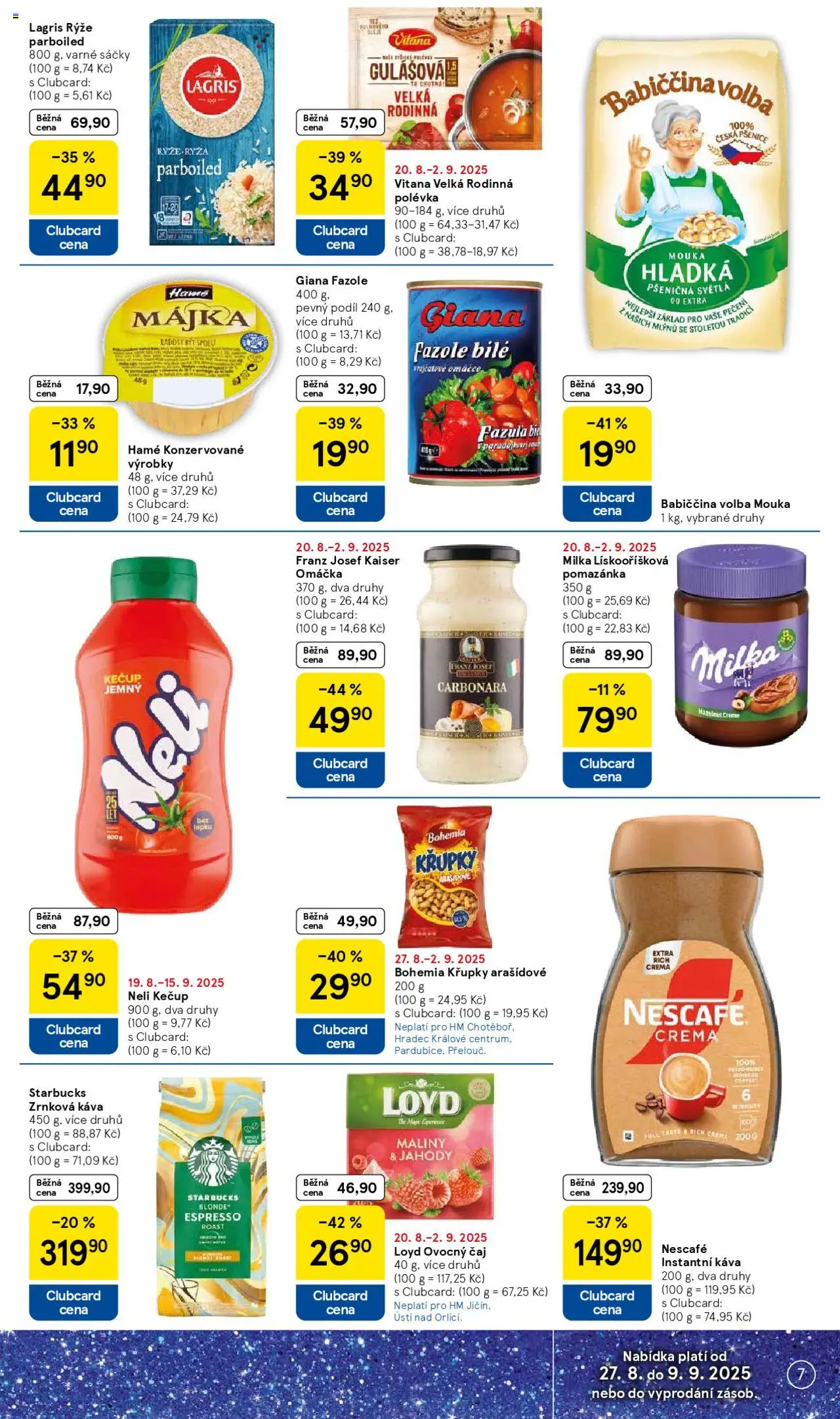 Tesco leták - Hypermarket od 27.08.2025 | Strana: 7 | Produkty: Čaj, Jahody, Instantní káva, Fazole