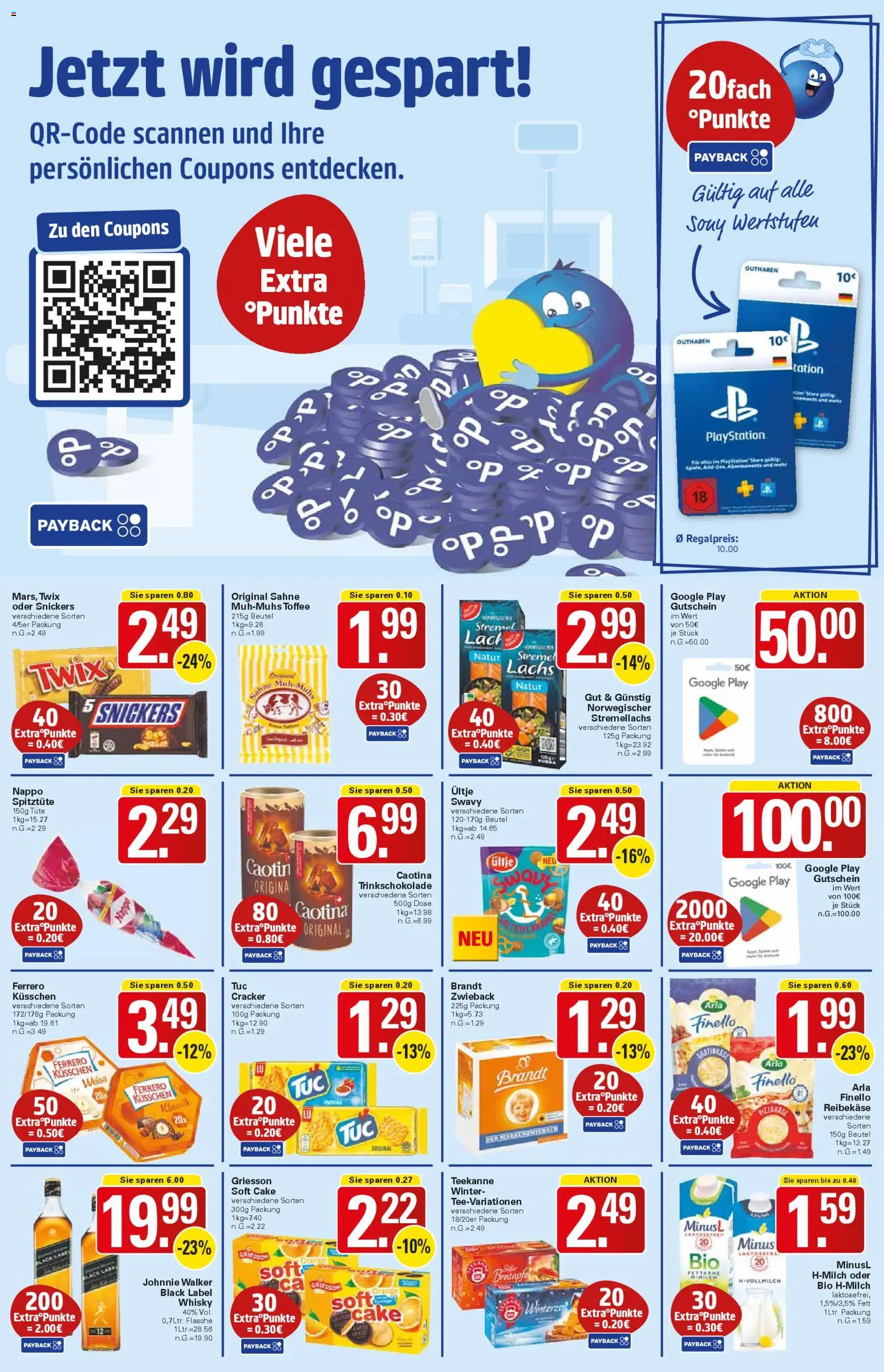 WEZ Prospekt – gültig ab 24.11.2025 | Seite: 13 | Produkte: Playstation, Snickers, Reibekase, Johnnie walker