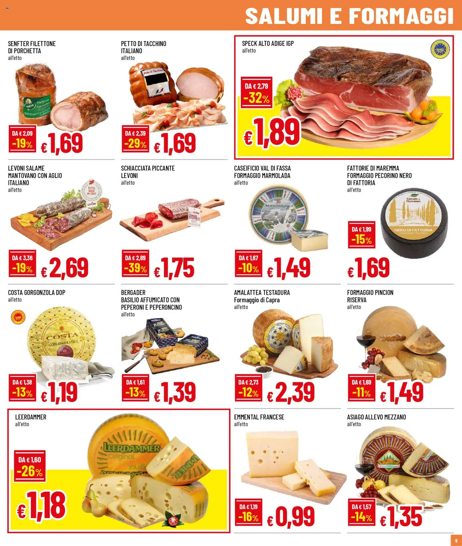 Volantino Galassia del 02.03.2026 | Pagina: 9 | Prodotti: Speck, Salame, Peperoni, Formaggio