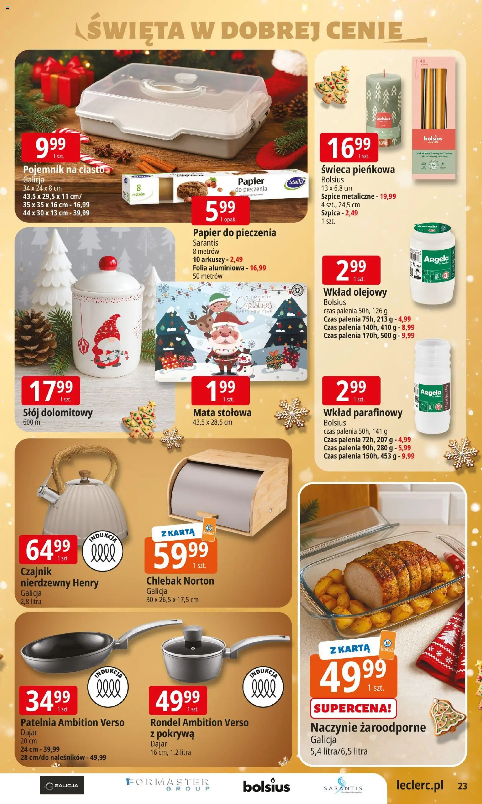 E.Leclerc Gazetka - Zamość od 09.12.2025 | Strona: 23 | Produkty: Karta, Czajnik, Patelnia, Rondel ambition
