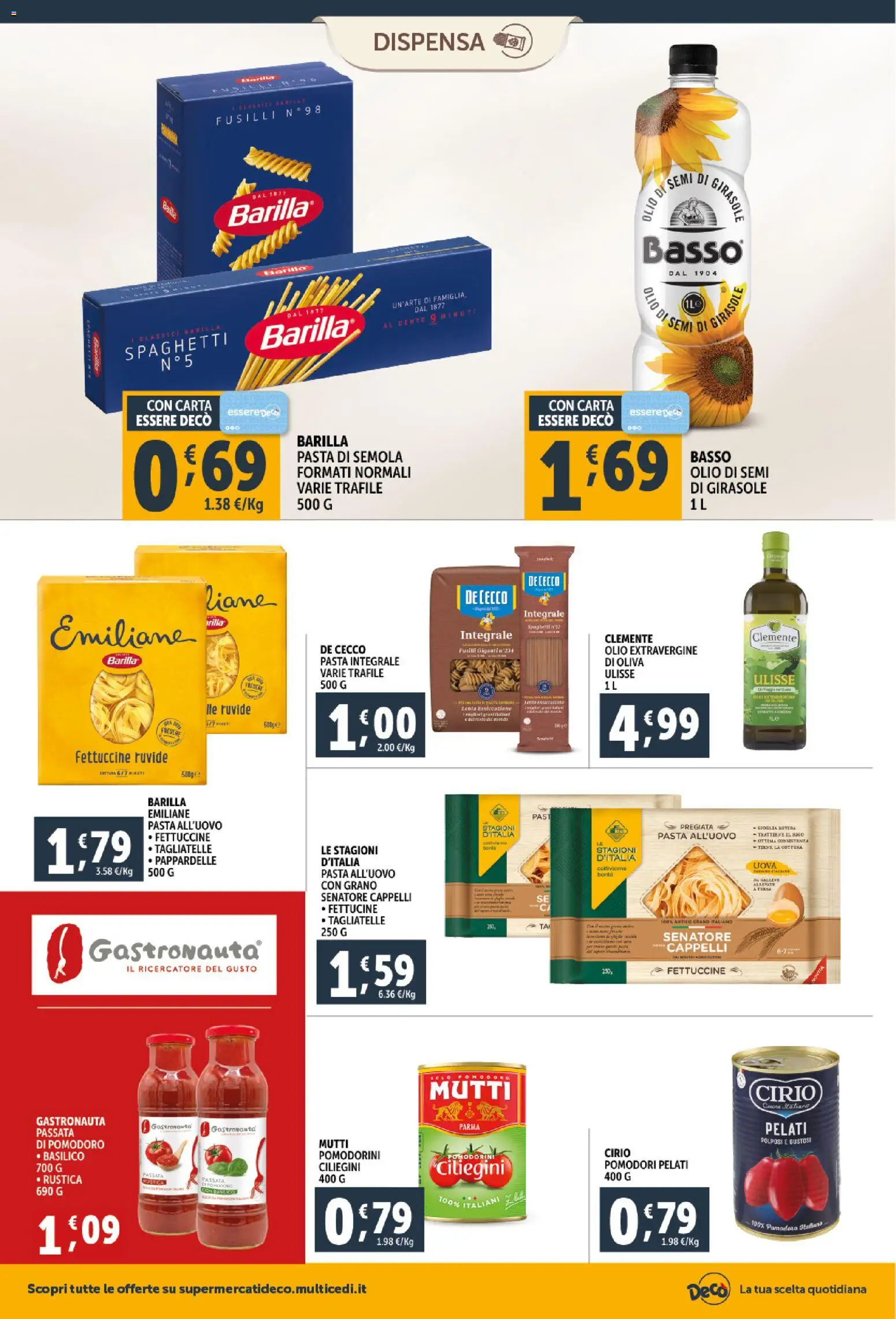 Volantino Decò del 20.01.2026 | Pagina: 14 | Prodotti: Pomodorini, Tagliatelle, Pomodoro, Mutti