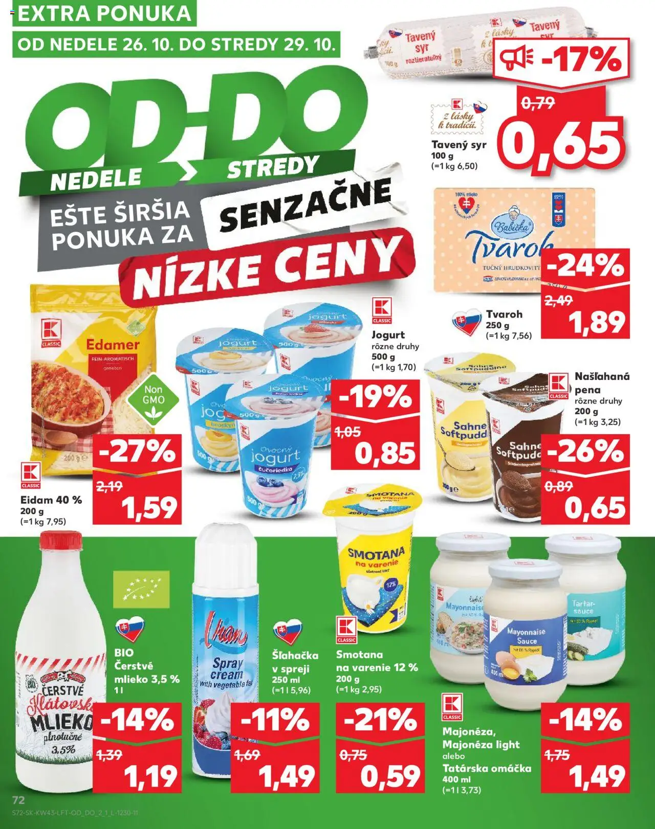 Nové Kaufland akcie – leták je platný od 23.10.2025 | Strana: 72 | Produkty: Mlieko, Syr, Smotana, Šľahačka