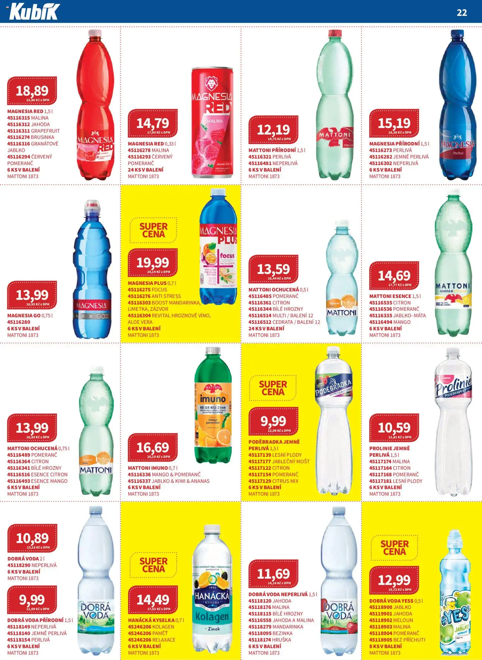 Kubík leták - Velkoobchod 04/2026 od 01.04.2026 | Strana: 22 | Produkty: Voda, Dobrá voda neperlivá, Citron, Magnesia Red