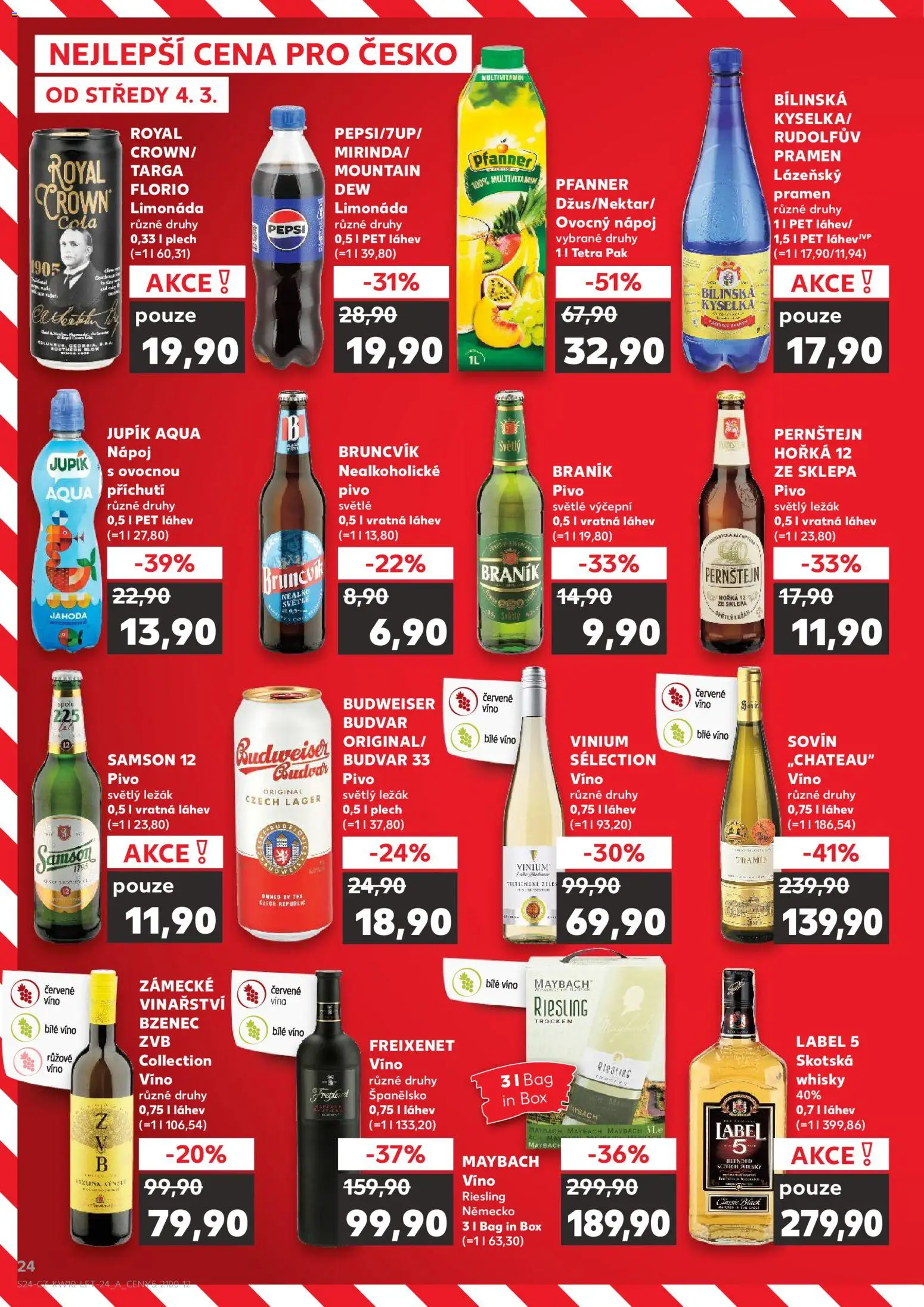 Kaufland leták - Liberec od 04.03.2026 | Strana: 24 | Produkty: Limonáda, Pepsi, Nealkoholické pivo, Cola
