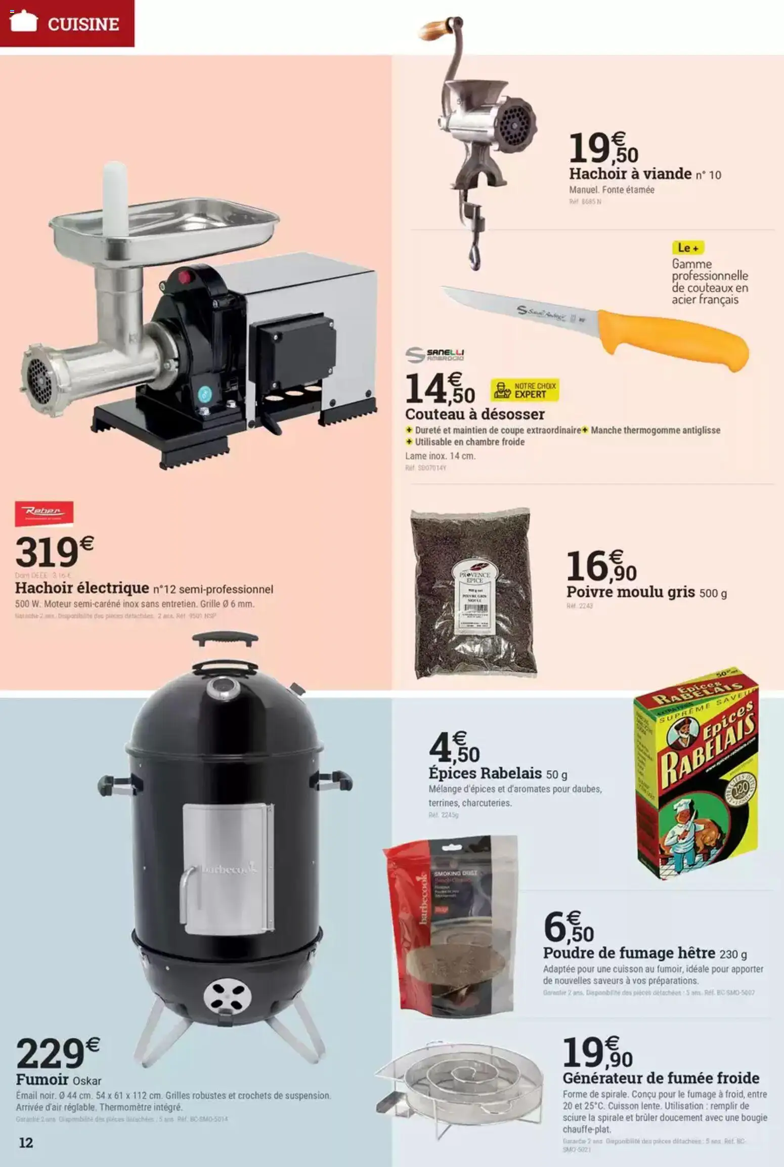 {H1} | Page: 12 | Produits: Couteau, Poudre, Poivre, Viande
