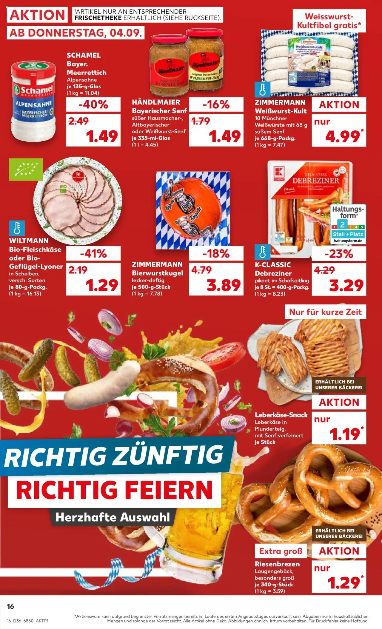 Kaufland prospekt Völklingen	 – gültig ab 07.09.2025 | Seite: 16 | Produkte: Bäckerei, Bier, Weißwurst, Leberkase