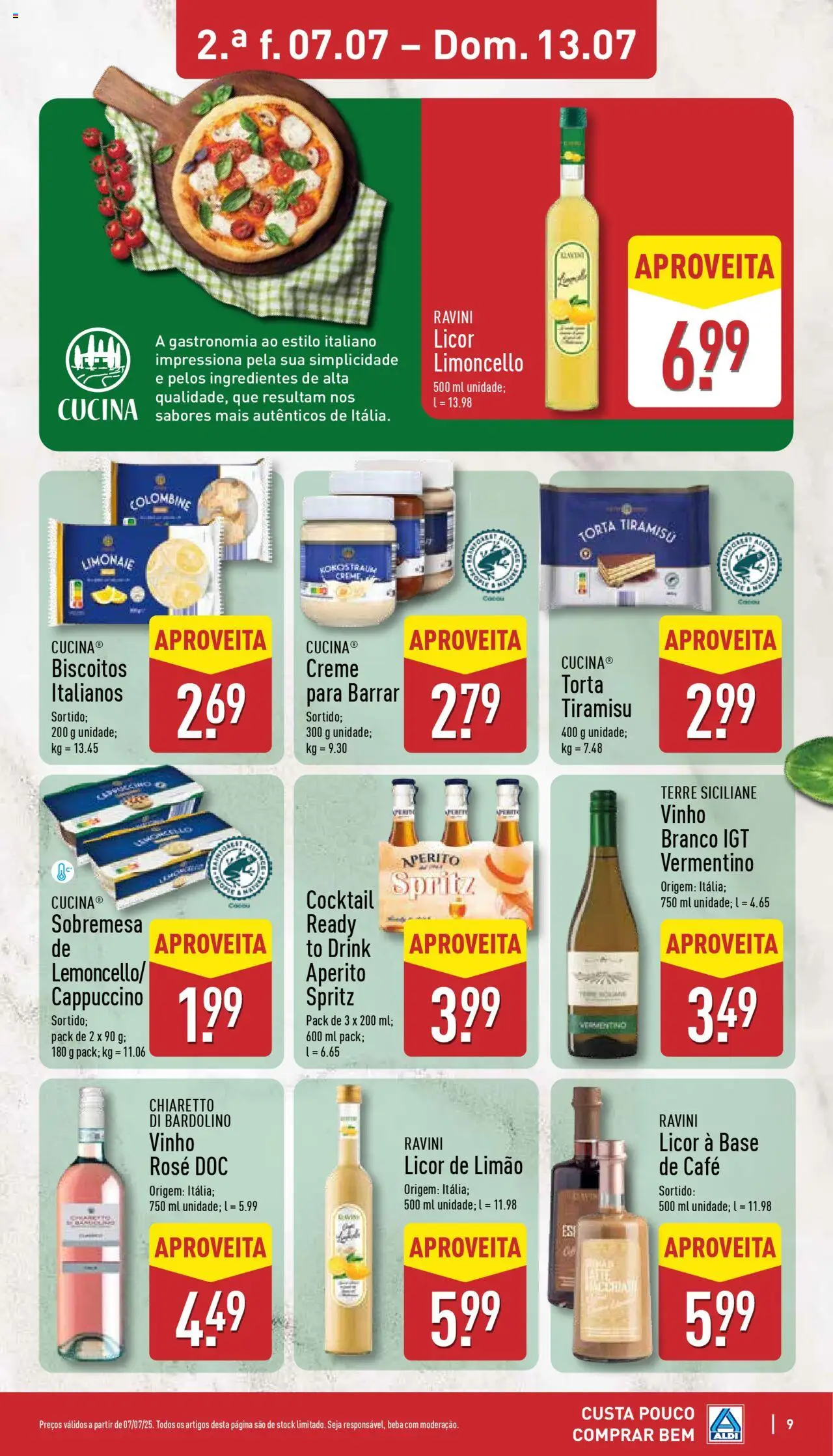 Aldi folheto │ válido de 07.07.2025 | Página: 9 | Produtos: Licor, Café, Creme, Biscoitos