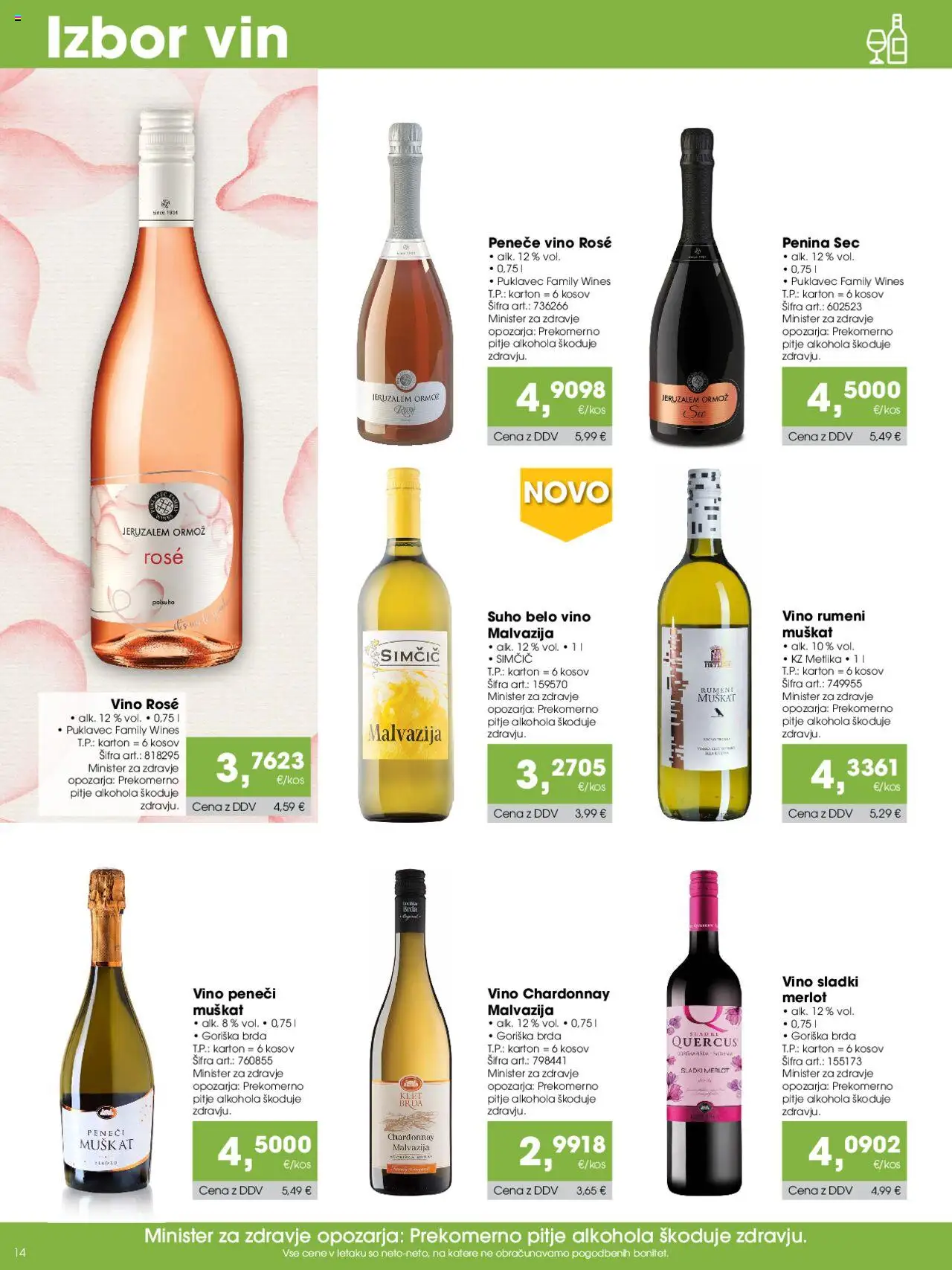 Tuš katalog cash & carry trgovec │ velja od 07.08.2025 | Stran: 14 | Izdelki: Penina, Vino