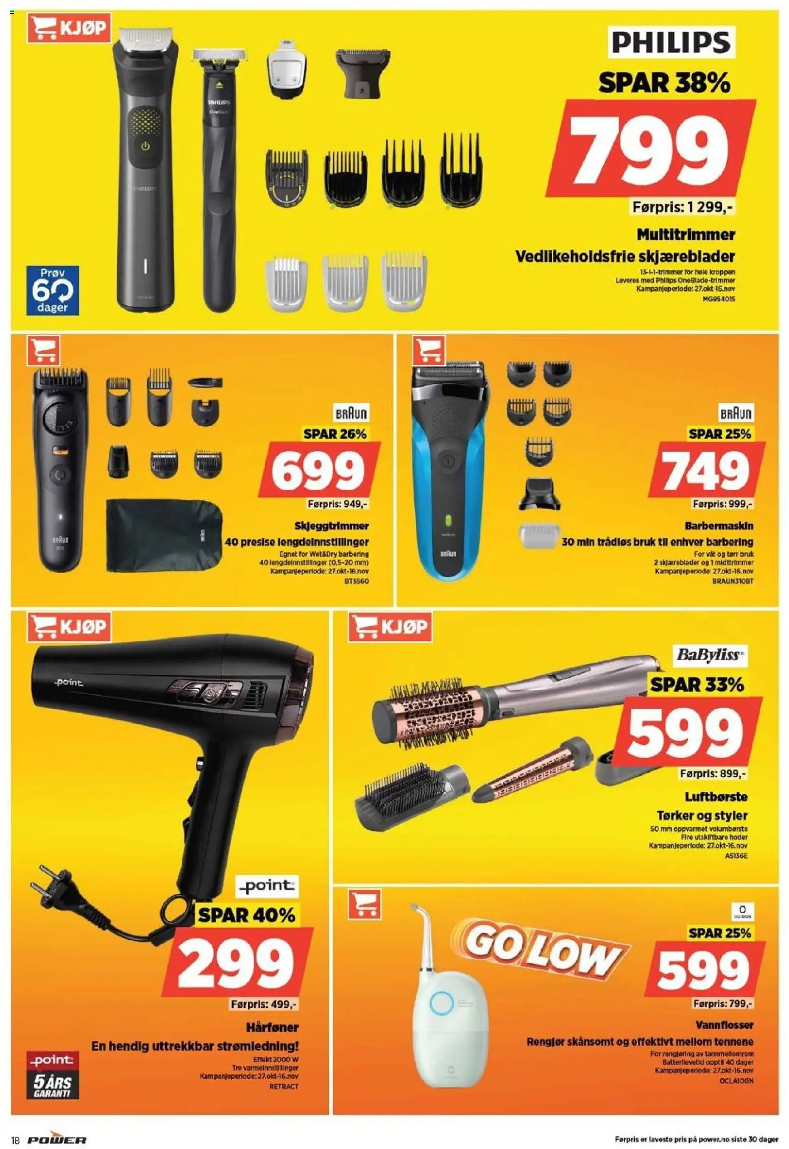 {H1} | Side: 18 | Produkter: Skjeggtrimmer, Barbermaskin, Суміш дитяча, Hårføner