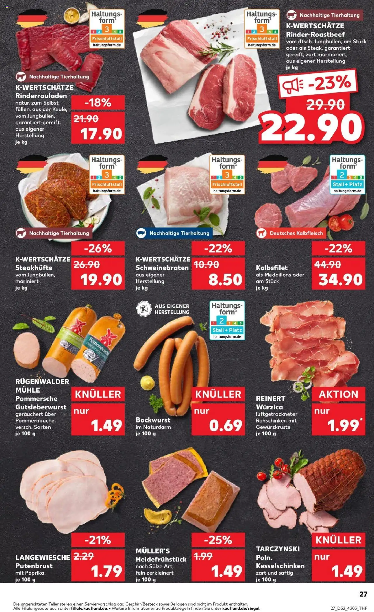 Kaufland prospekt Wolfsburg	 - gültig ab dem 14.08.2025 | Seite: 27 | Produkte: Rinderrouladen, Bockwurst, Mühle, Paprika