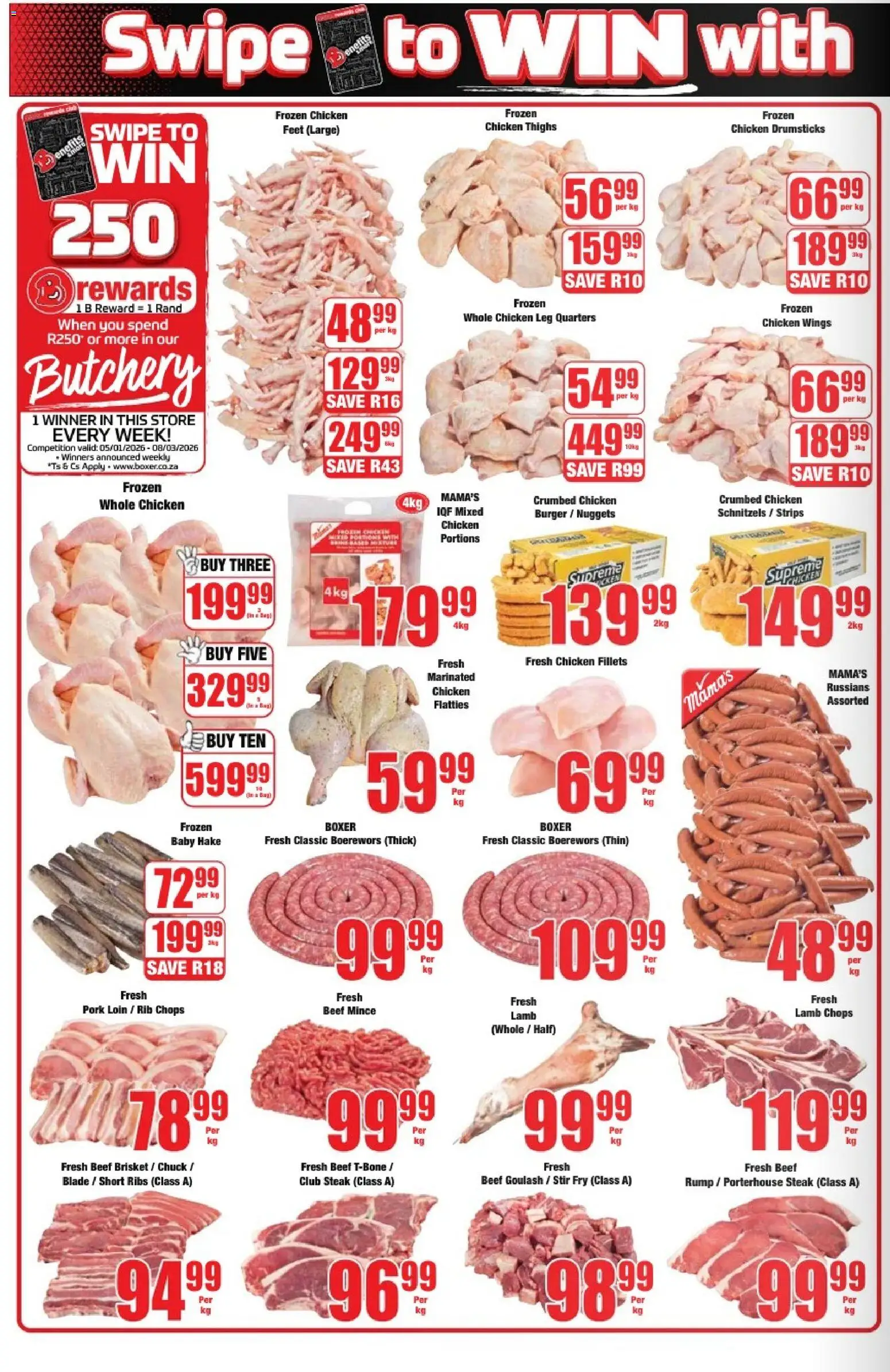 New Boxer catalogue – valid from 05.01.2026 | Page: 2 | Products: Steak, Magdalenas, Ribs, Chicken