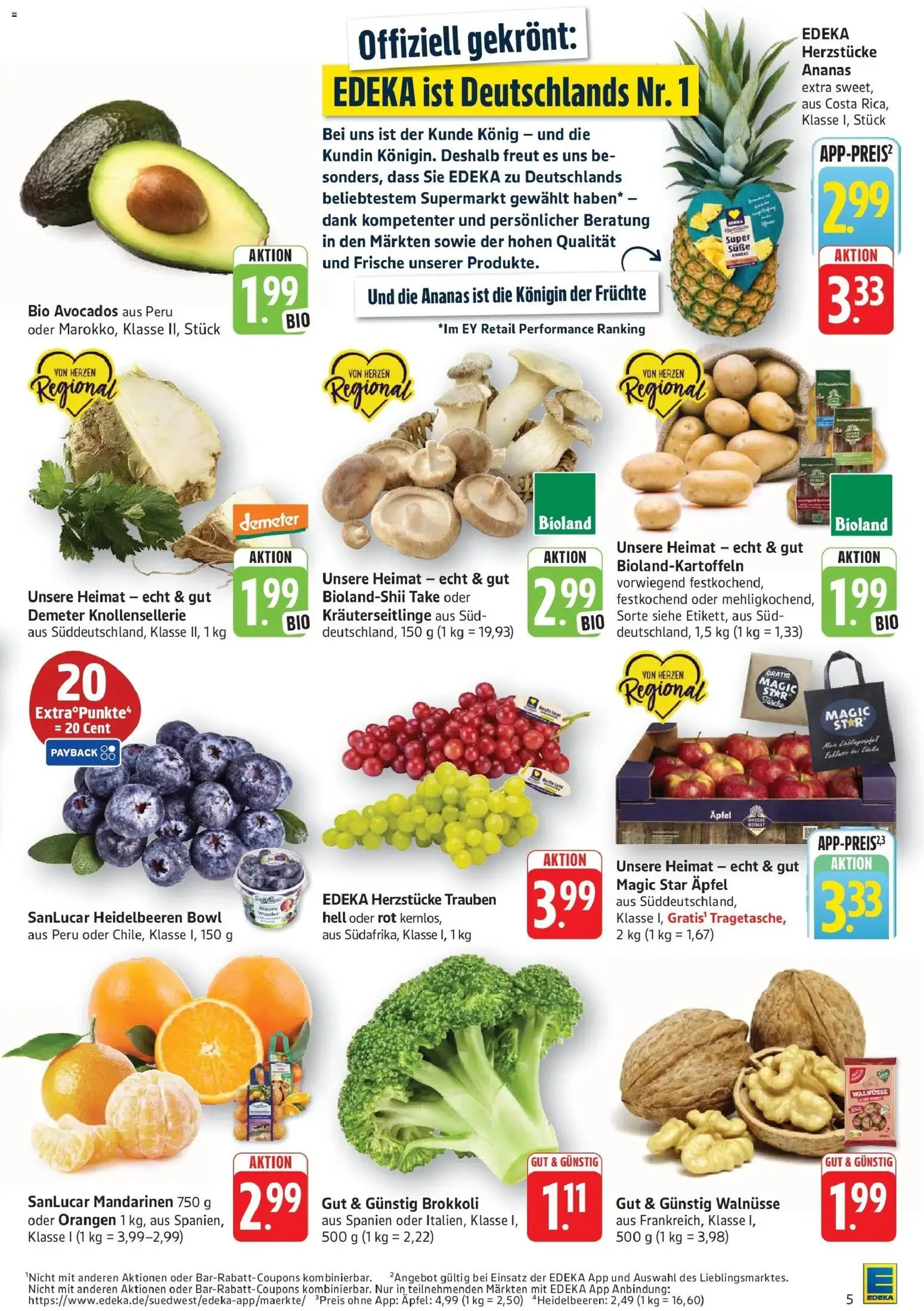 Edeka prospekt Geislingen	 – gültig ab 02.03.2026 | Seite: 5 | Produkte: Trauben, Ananas, Heidelbeeren, Brokkoli