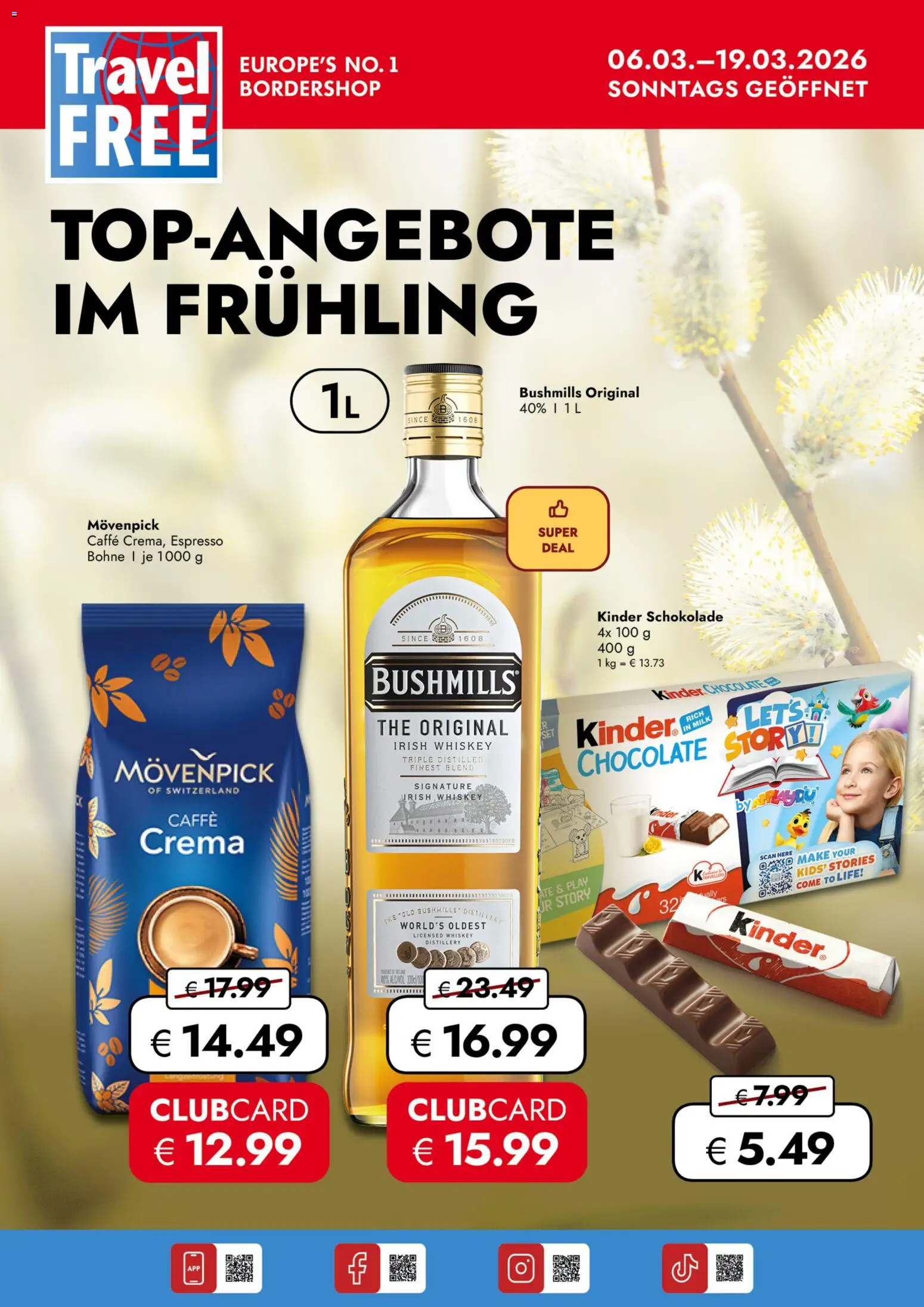 Travel Free  Aktionsangebote – gültig ab 06.03.2026 | Seite: 1 | Produkte: Kinder schokolade, Schokolade, Whiskey