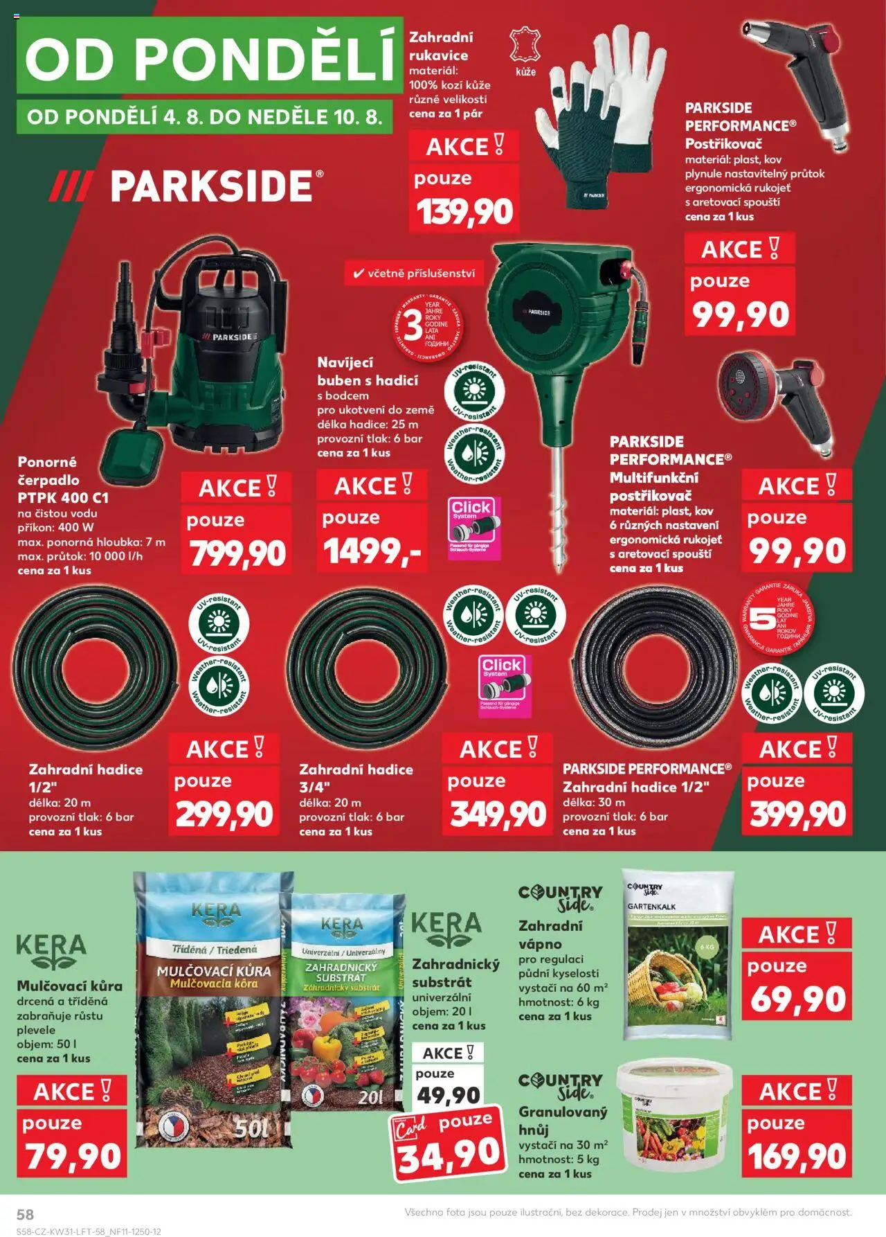 Kaufland leták - Liberec od 30.07.2025 | Strana: 58 | Produkty: Zahradní hadice, Hadice, Čerpadlo, Zahradnický substrát