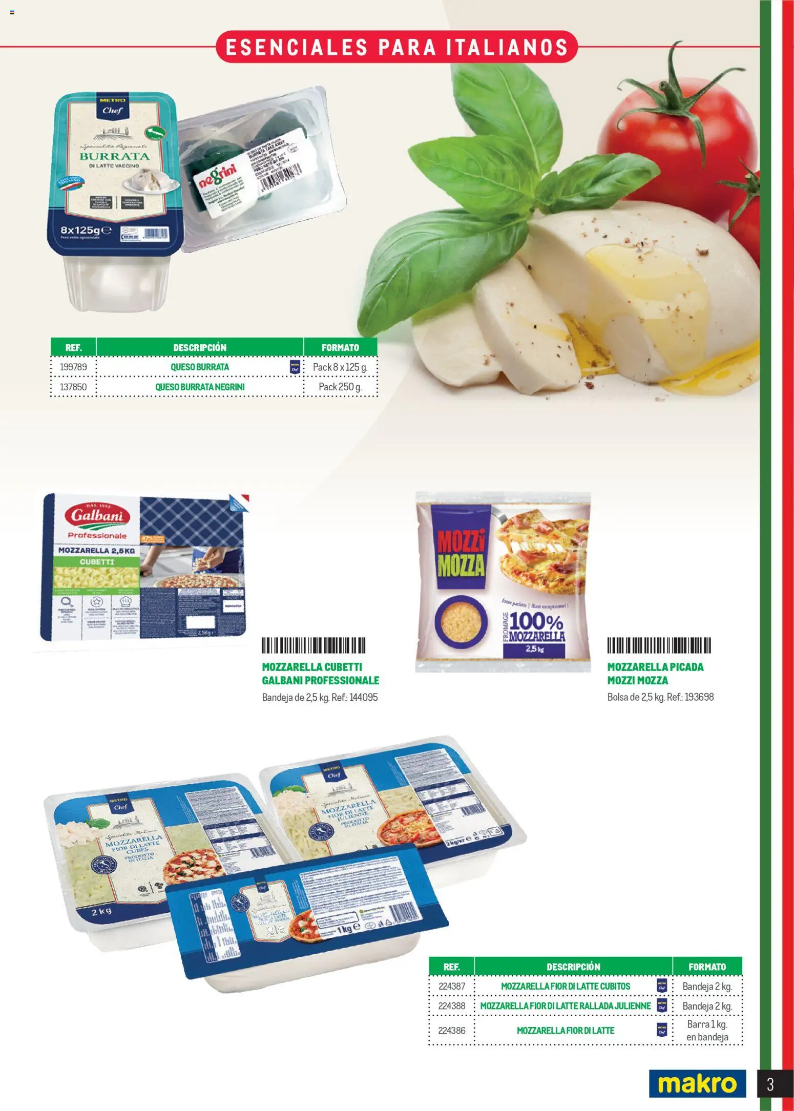 Makro Restaurantes italianos Canarias │ válido desde el 27.03.2026 | Página: 3 | Productos: Queso, Bolsa, Bandeja