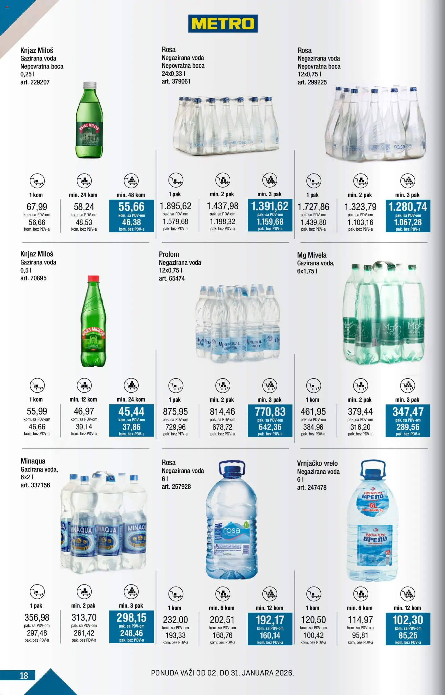 Metro katalog - važi od 02.01.2026 | Strana: 18 | Proizvode: Negazirana voda, Voda