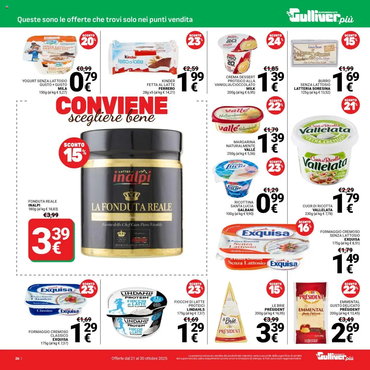 Volantino Gulliver del 21.10.2025 | Pagina: 26 | Prodotti: Fiocchi di latte, Fiocchi, Latte, Margarina