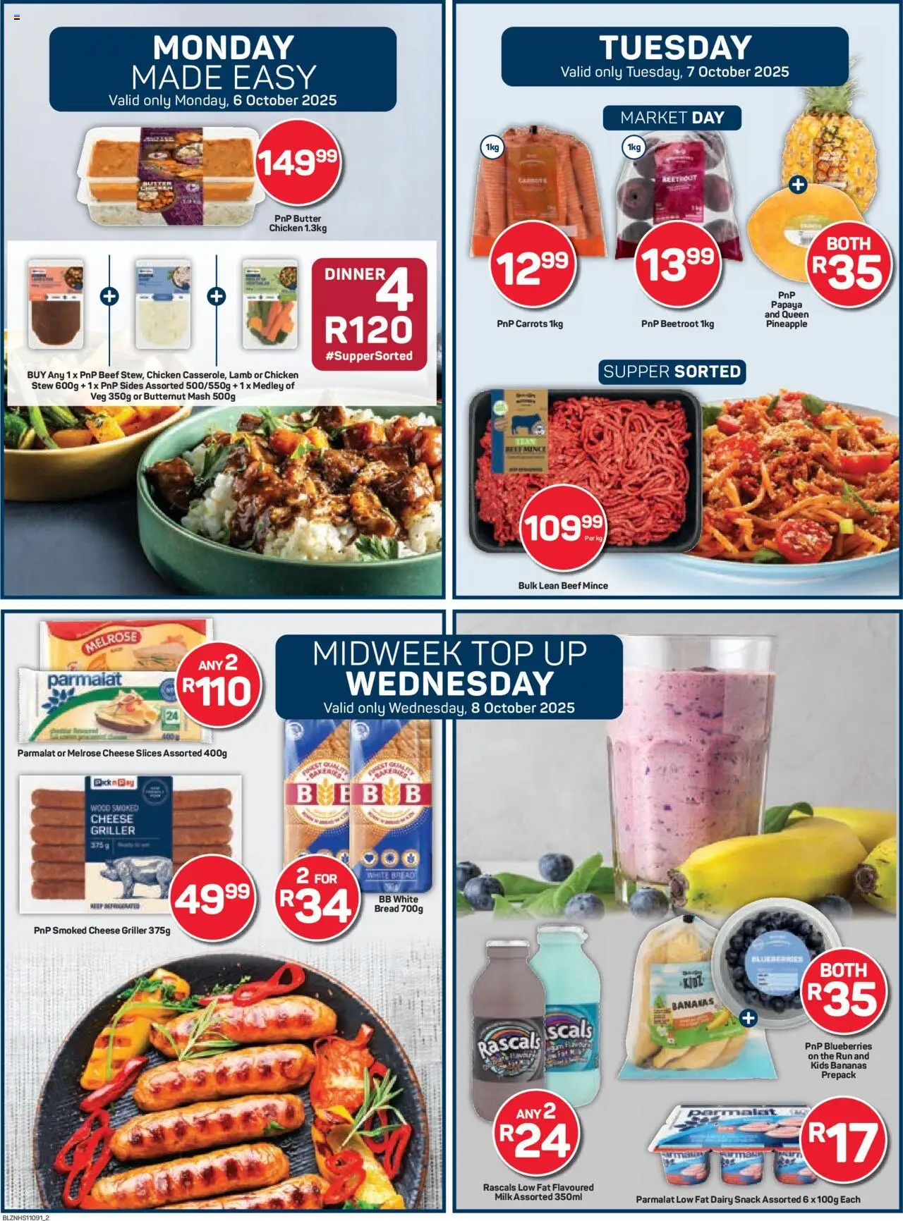 New Pick n Pay catalogue – valid from 06.10.2025 | Page: 2 | Products: Bread, Bananas, Pineapple, Griller