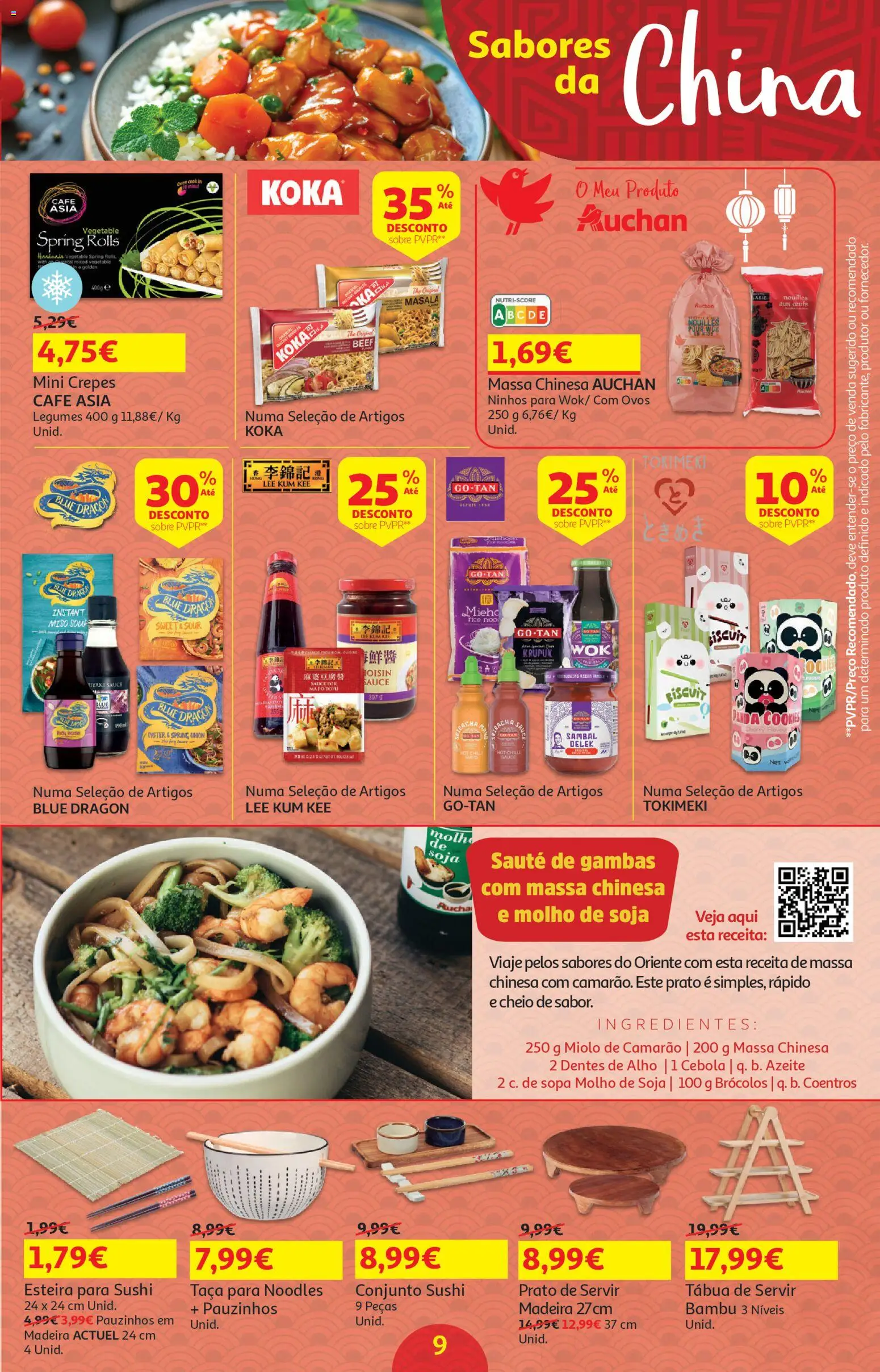 Auchan folheto │ válido de 17.02.2026 | Página: 9 | Produtos: Tábua, Azeite, Camarão, Massa