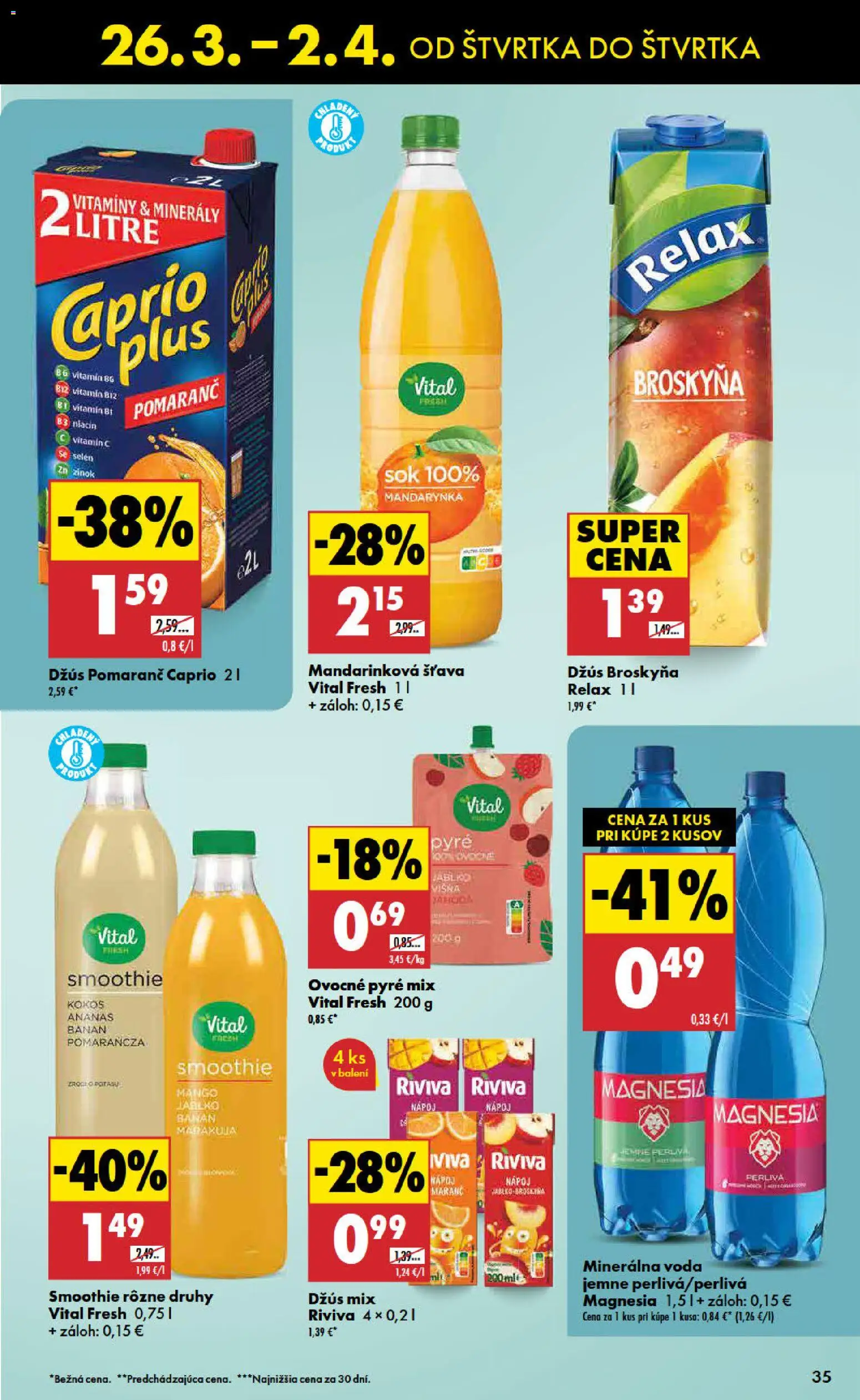 Nové Biedronka akcie – leták je platný od 26.03.2026 | Strana: 35 | Produkty: Džús, Ananás, Voda, Mango