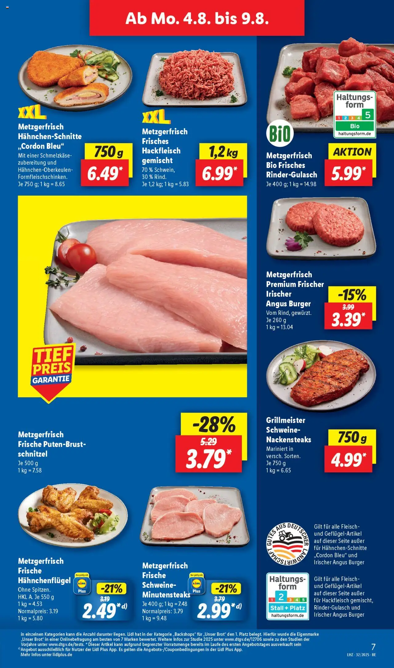 Lidl Prospekt Templin - gültig ab dem 04.08.2025 | Seite: 11 | Produkte: Nackensteaks, Burger, Schnitzel, Fleisch