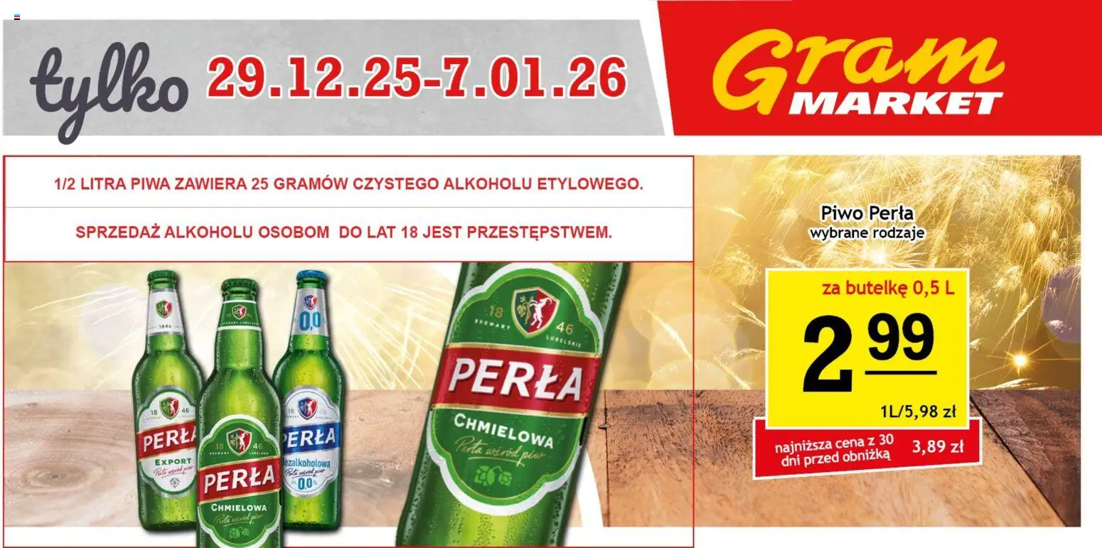 Gram Market Gazetka - Billboard od 29.12.2025 | Strona: 3 | Produkty: Piwo perła, Piwo