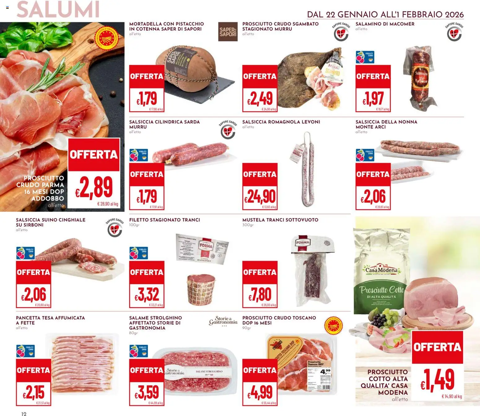 Volantino Pan del 22.01.2026 | Pagina: 12 | Prodotti: Prosciutto Cotto, Pancetta, Prosciutto, Mortadella