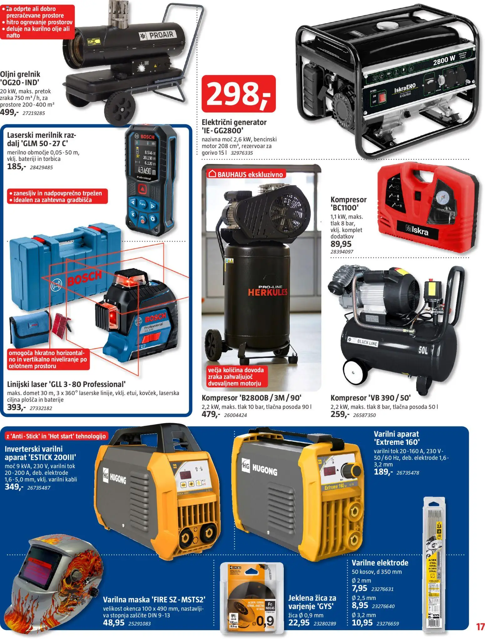 Novi Bauhaus katalog ponudbe – veljaven od 01.01.2026 | Stran: 17 | Izdelki: Baterije, Maska, Olje, Torbica