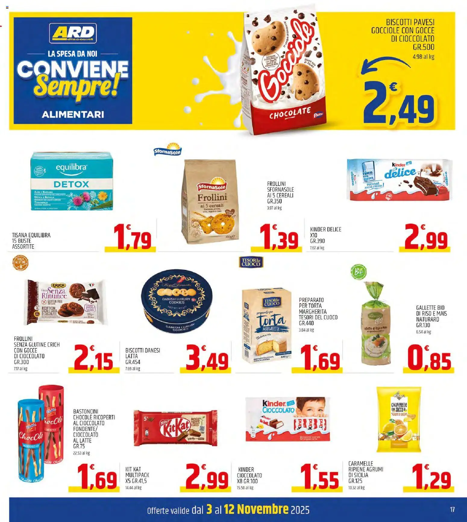 Volantino ARD Discount del 03.11.2025 | Pagina: 17 | Prodotti: Cioccolato, Latte, Olio, Gallette