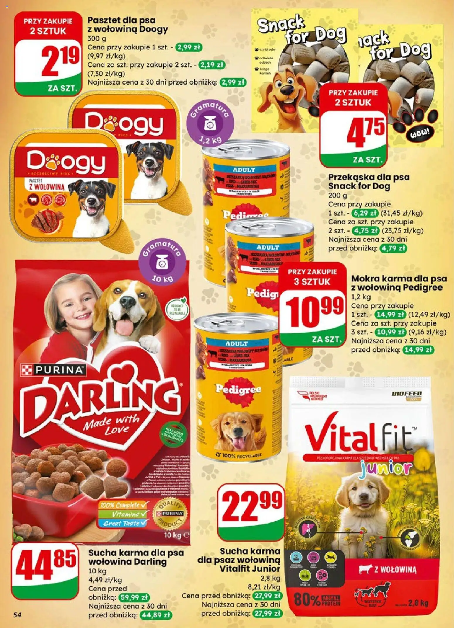 Dino Gazetka od 28.01.2026 | Strona: 54 | Produkty: Pedigree, Karma dla psa, Sucha karma dla psa, Wołowina